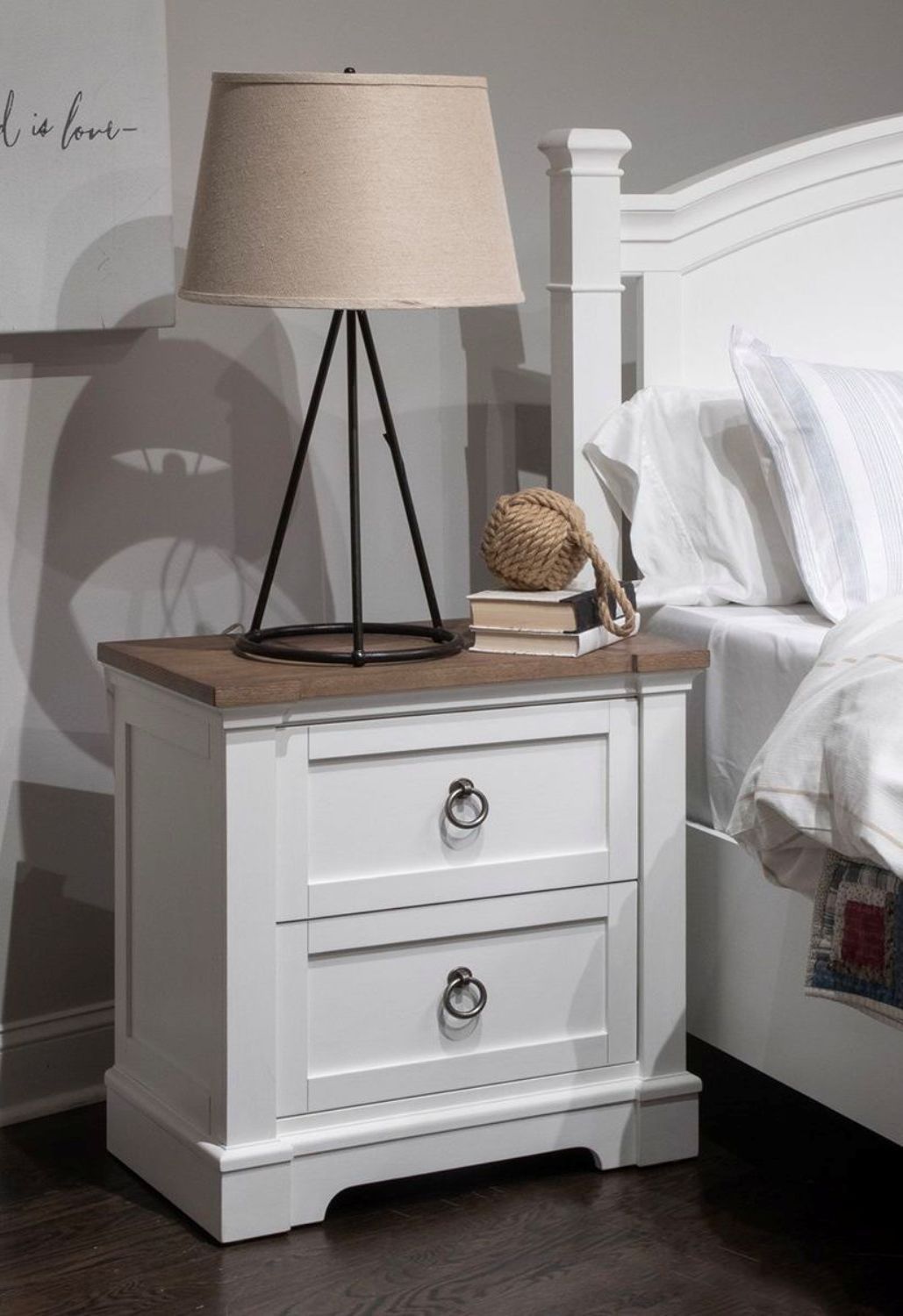 Kingston - Drawer Nightstand - Whisper White And Cerused Nutmeg