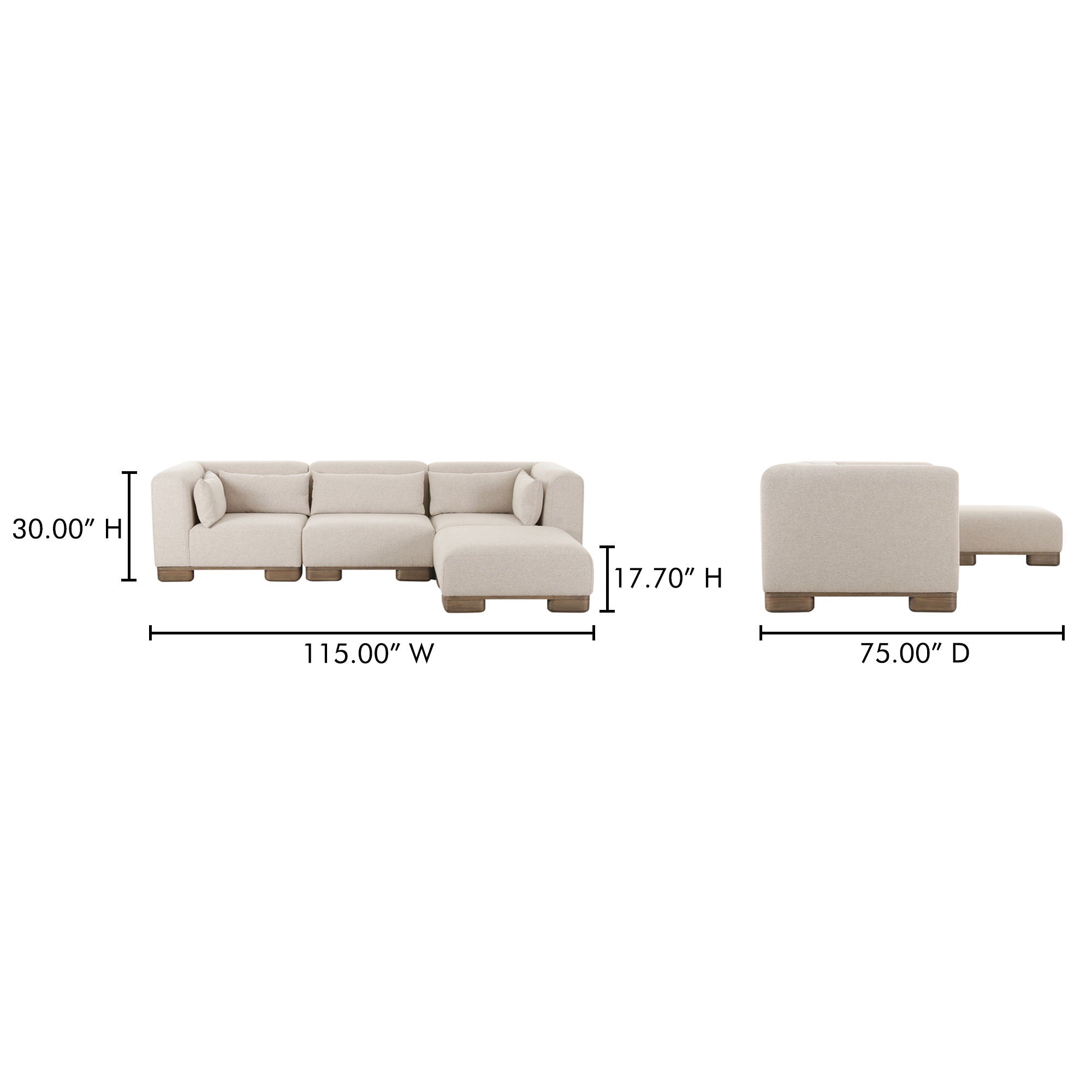 June - Lounge Modular Sectional - Oatmeal