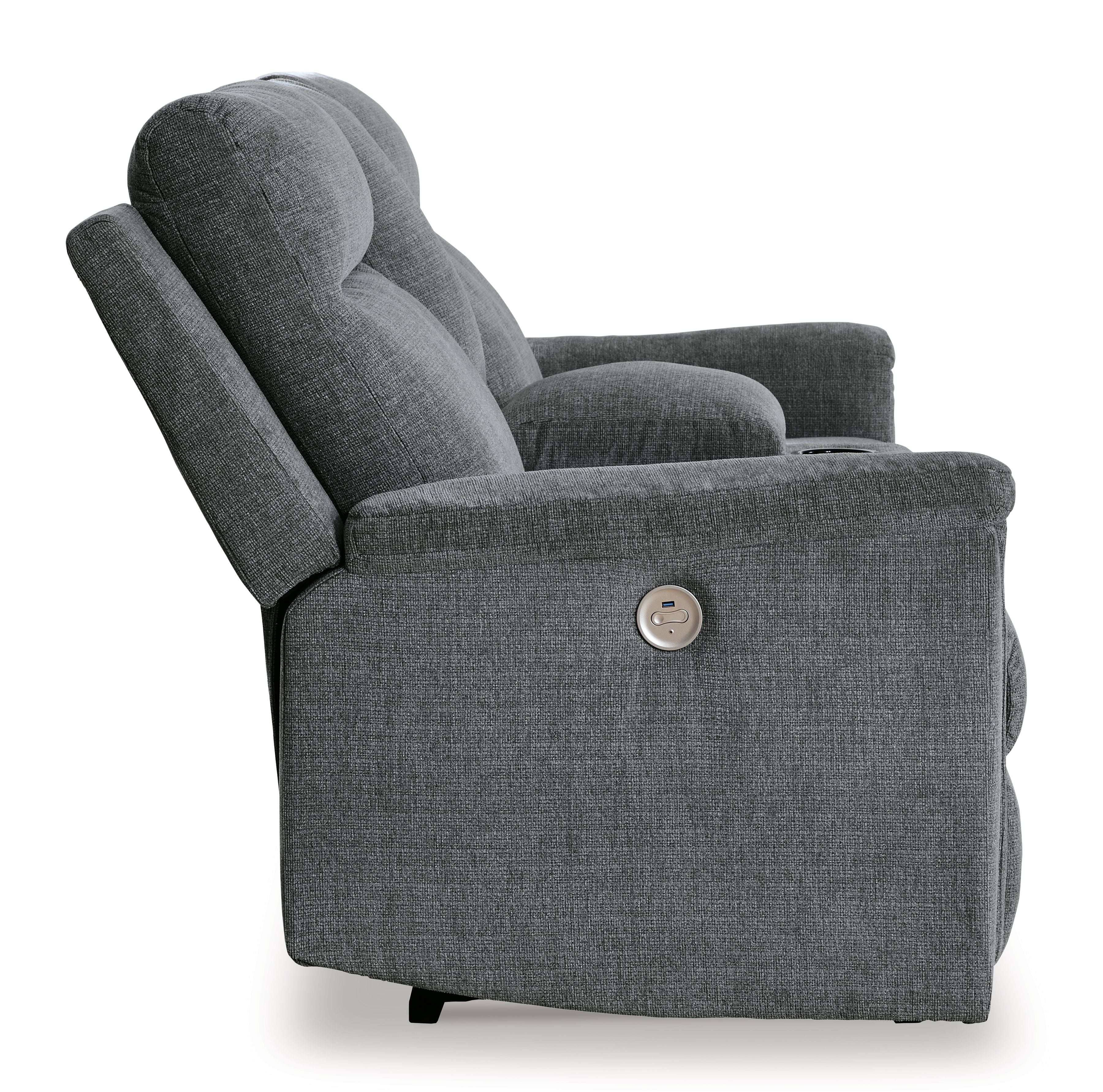 Barnsana - Gravel - Dbl Power Reclining Loveseat With Console - Fabric