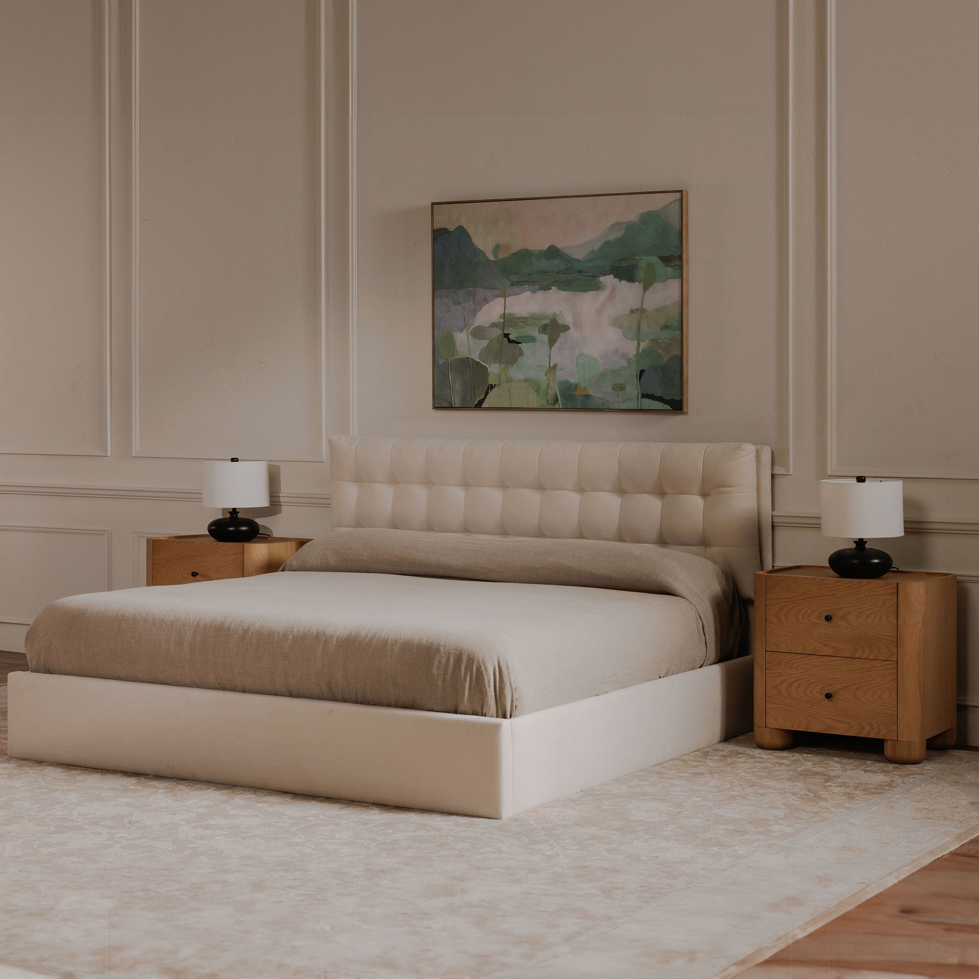 Sebastion - Queen Storage Bed - Cream