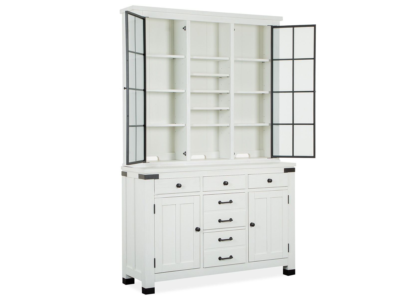 Harper Springs - Server With Hutch - Silo White