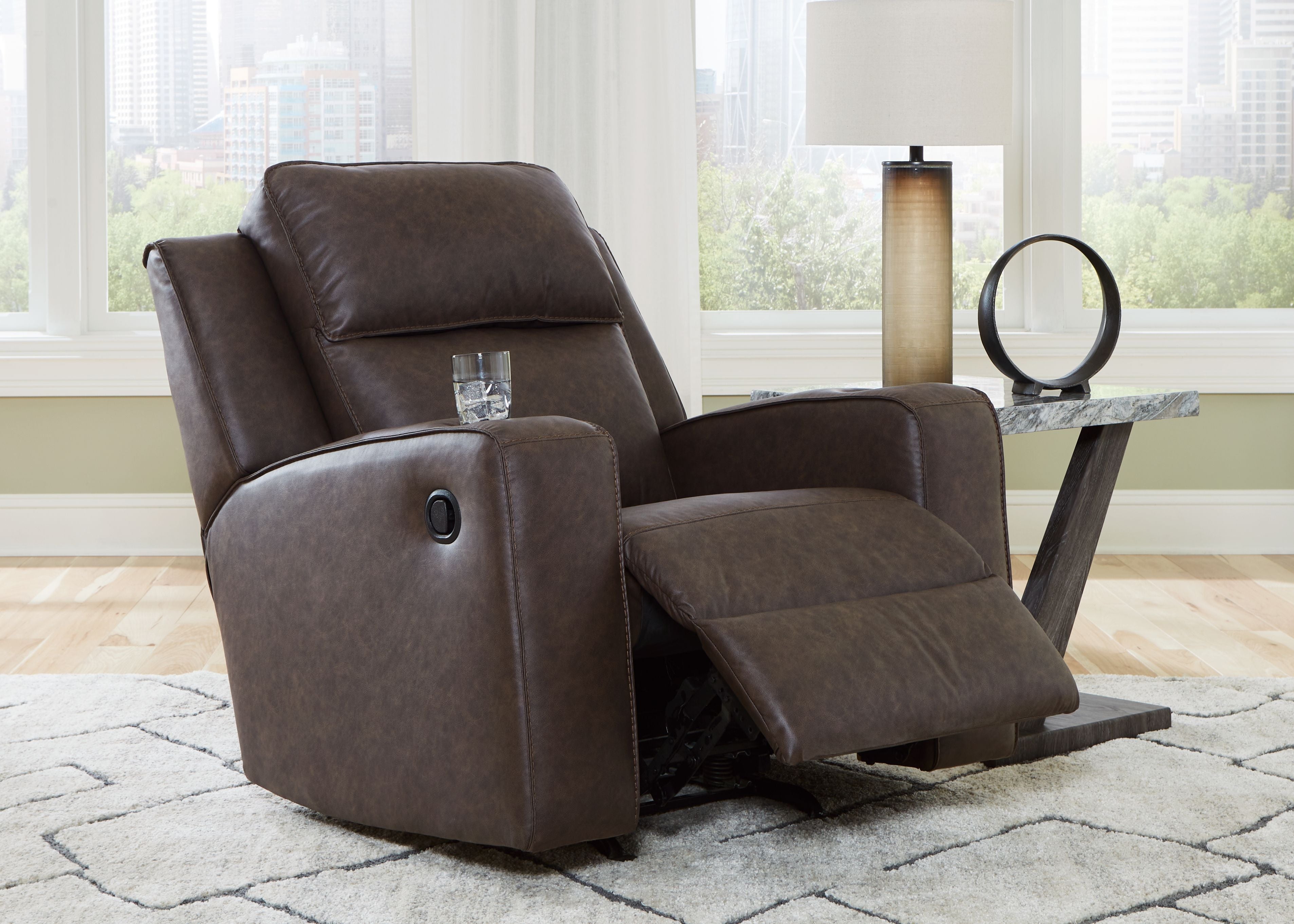 Lavenhorne - Granite - Rocker Recliner - Faux Leather