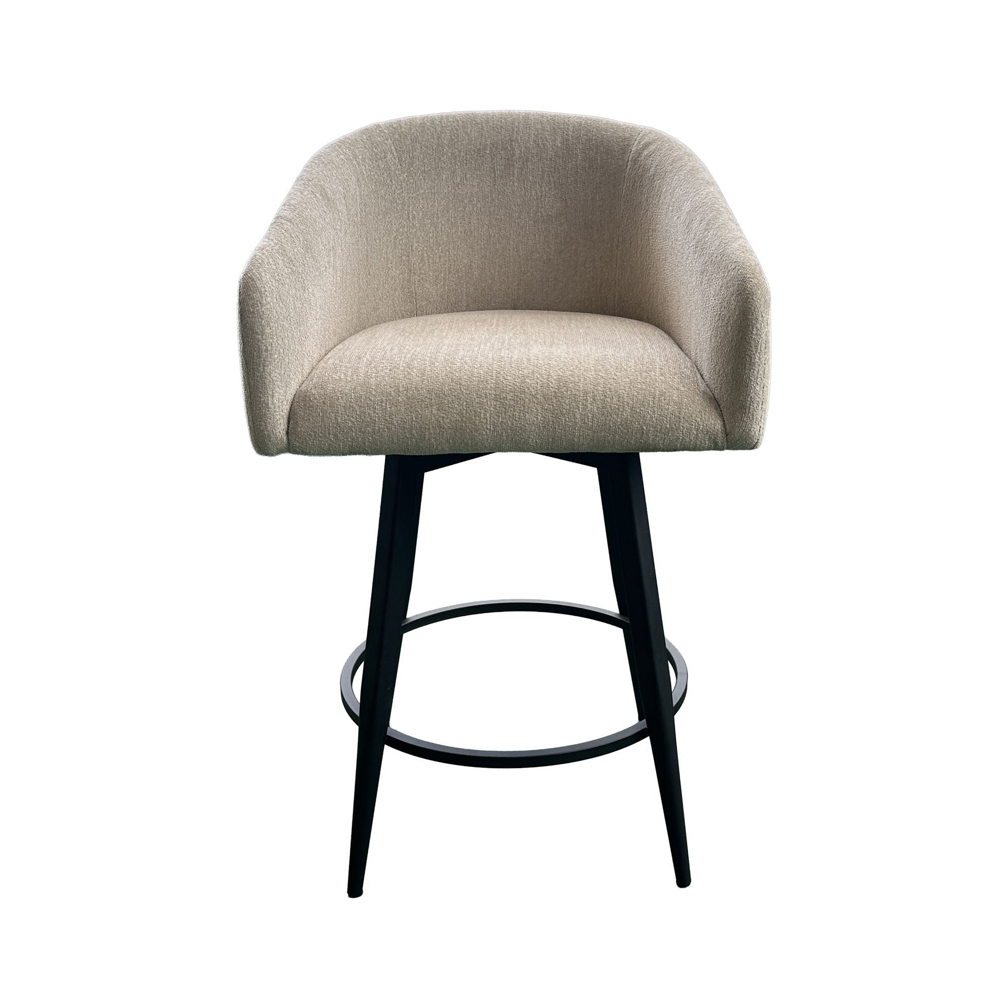 Metal Base Barstools - Barstool With Barrel Seat - Champagne