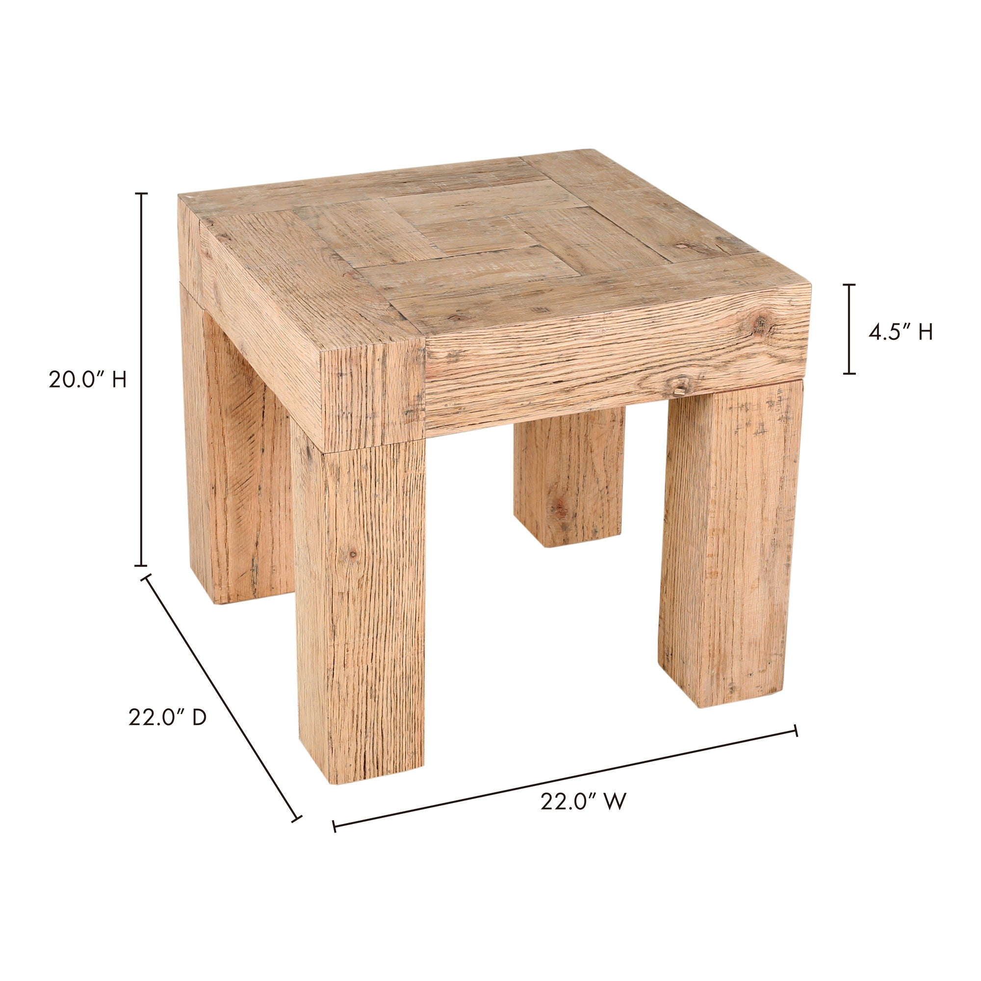 Evander - Side Table Aged Oak - Beige