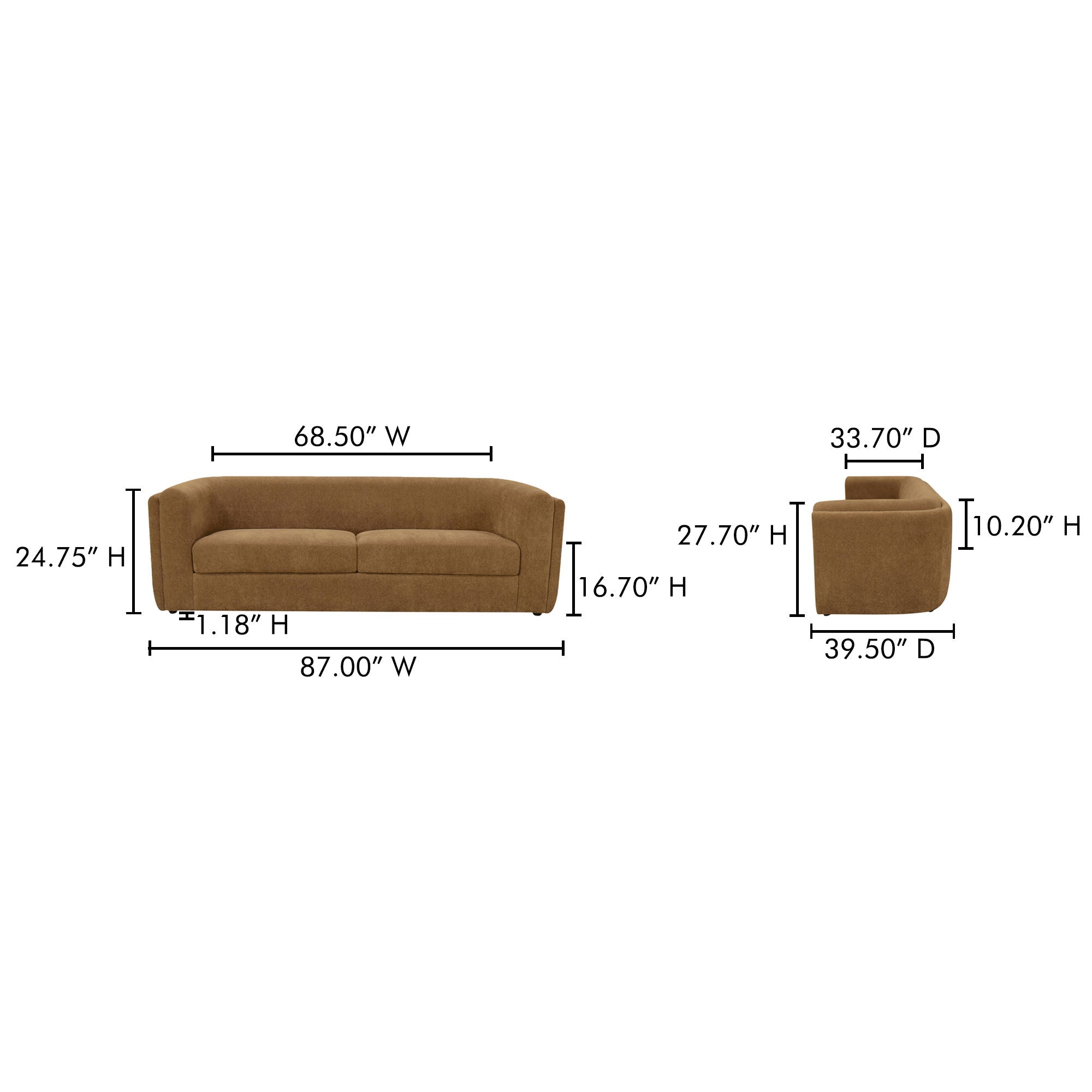 Alora - Fabric Sofa - Ochre Brown