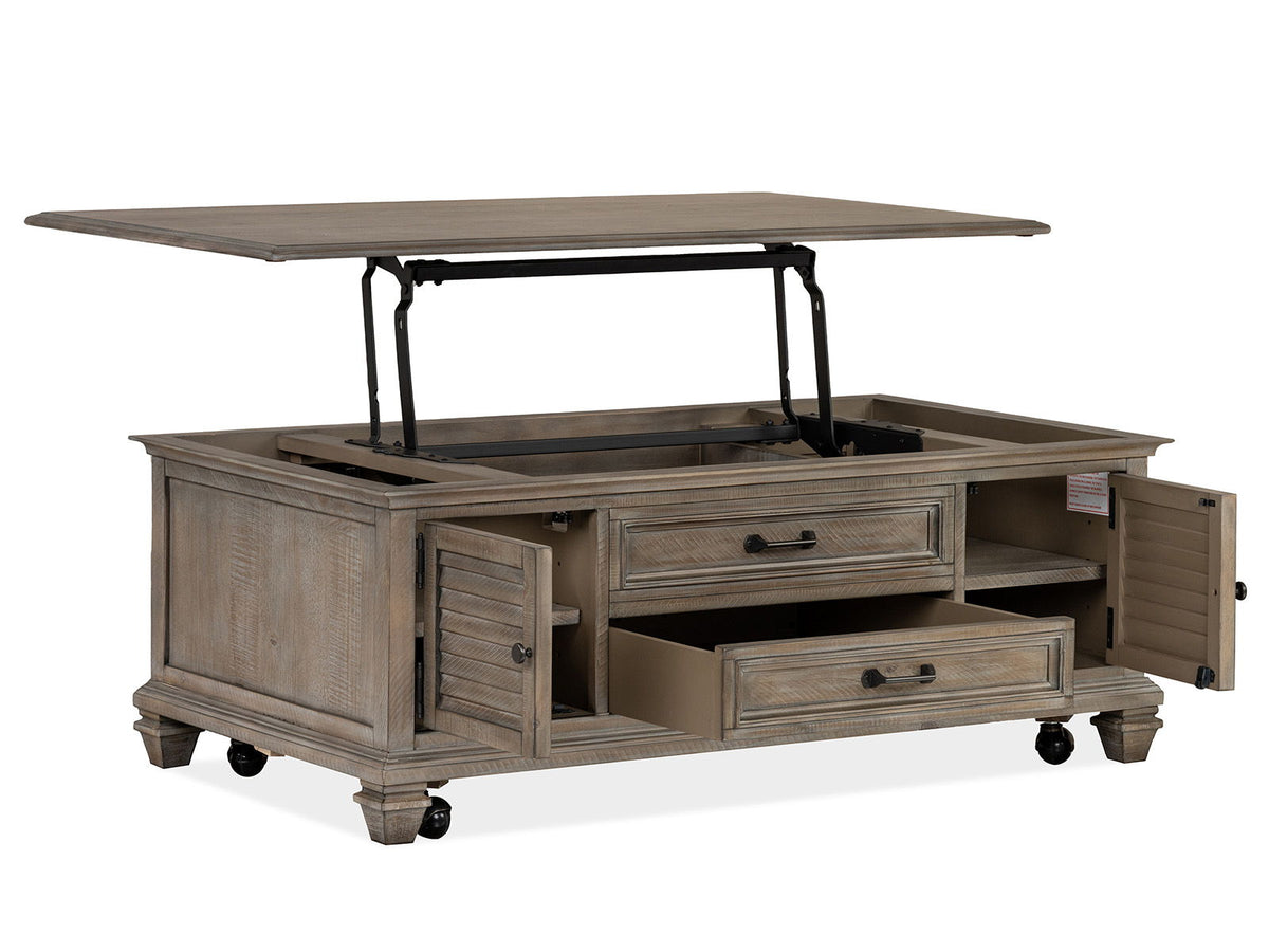 Lancaster - Lift Top Storage Cocktail Table (With Casters) - Dove Tail Gray
