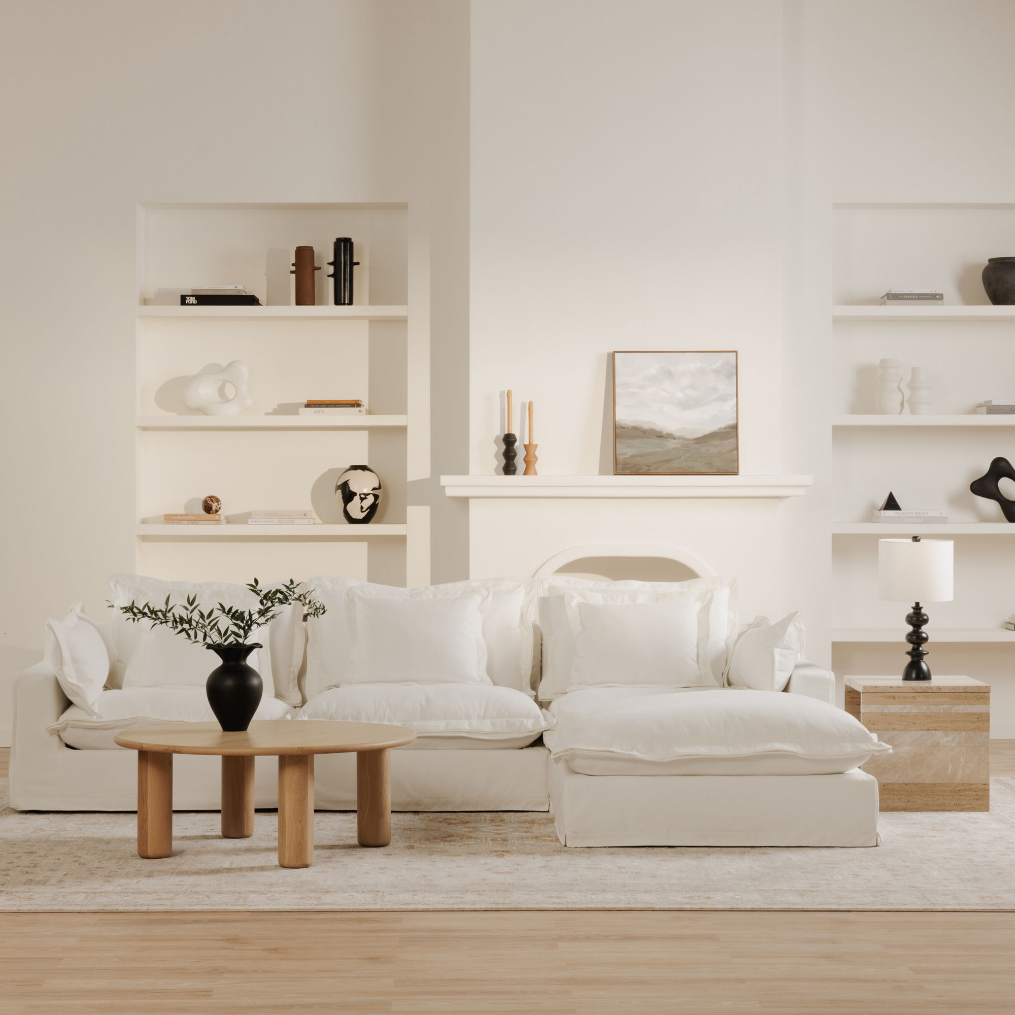 Olivia - Performance Fabric Ottoman - White