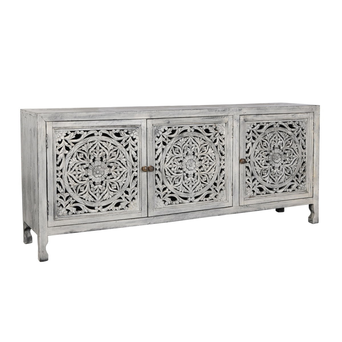 Carved Cabinet - Gray