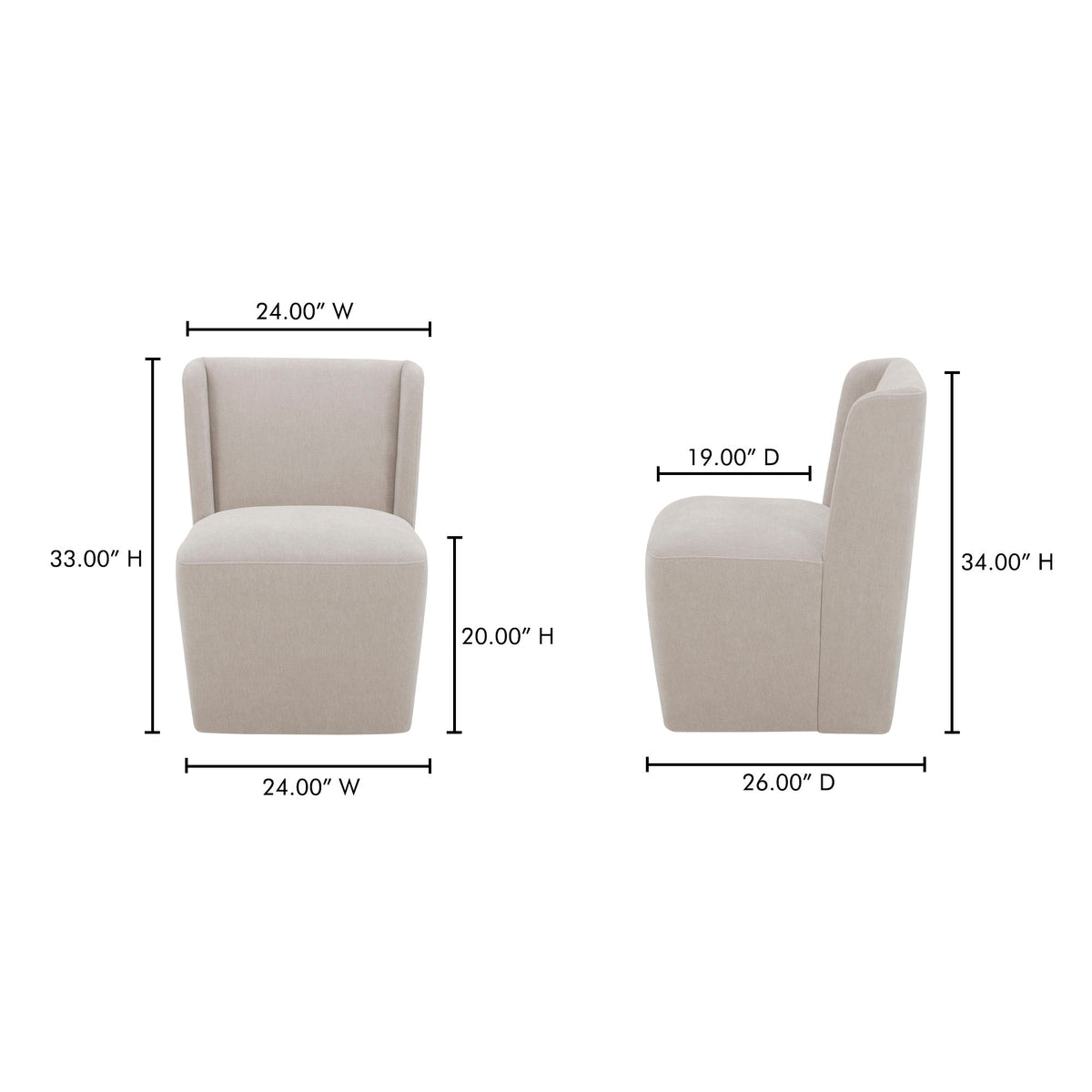 Cormac - Rolling Dining Chair - Warm Sand / Gray