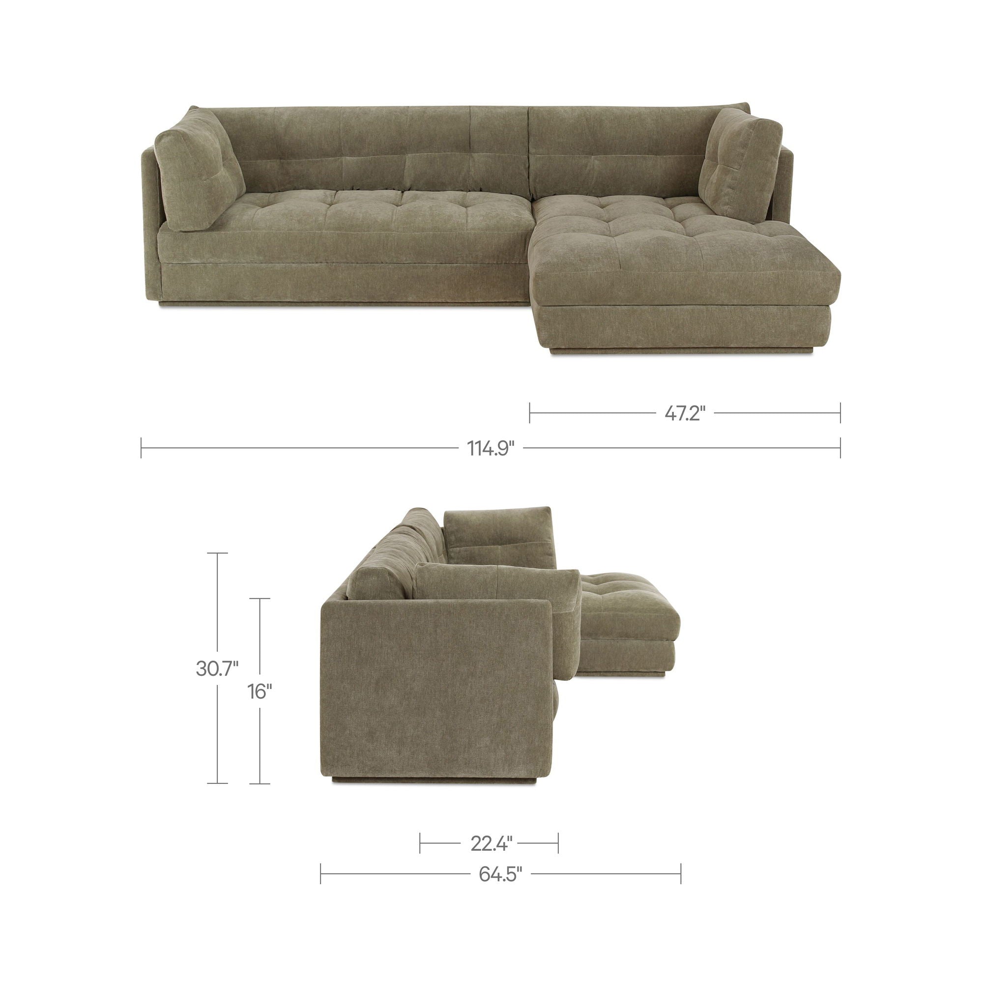 Mischa - Right Sectional - Sage Green