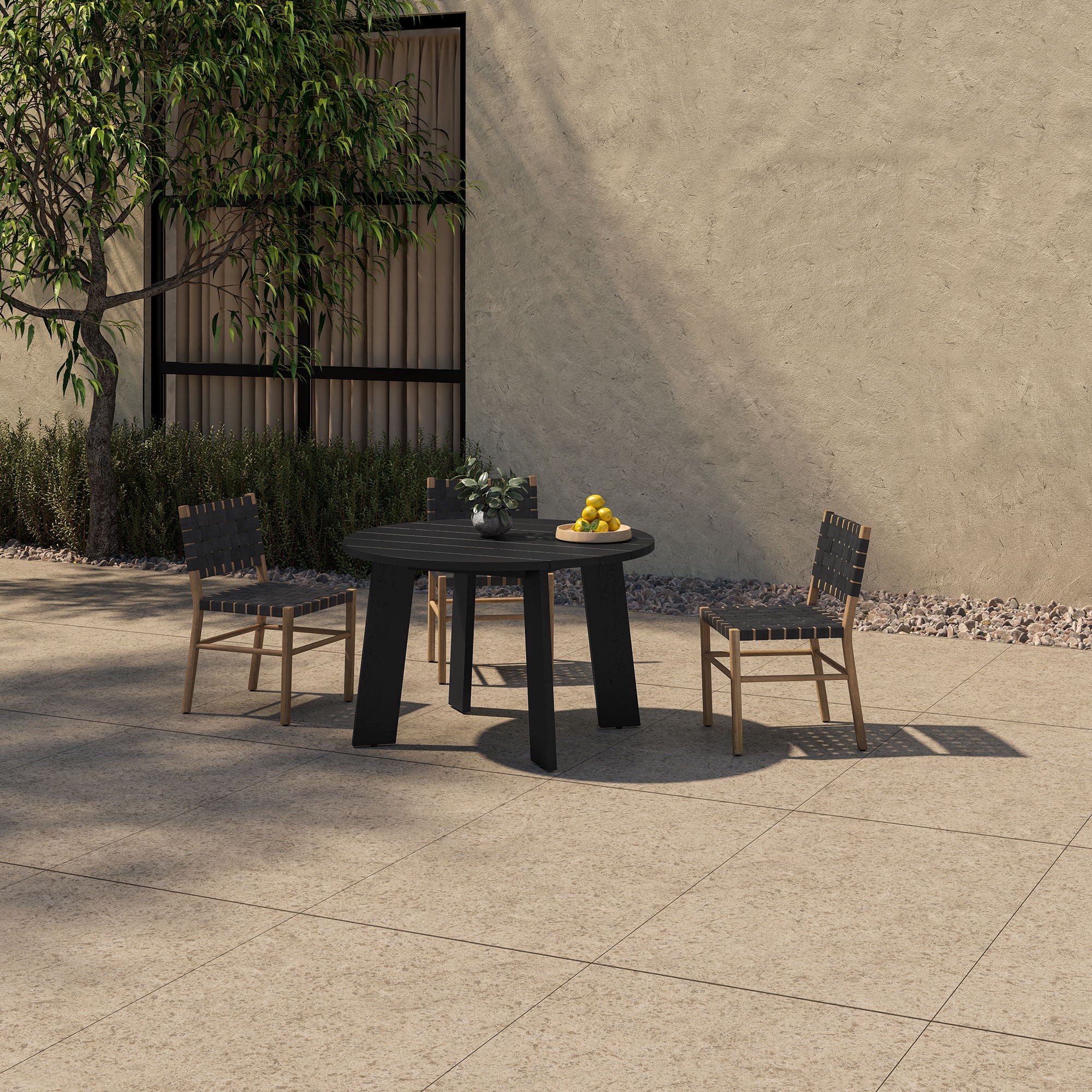 Delta - Round Outdoor Dining Table - Black