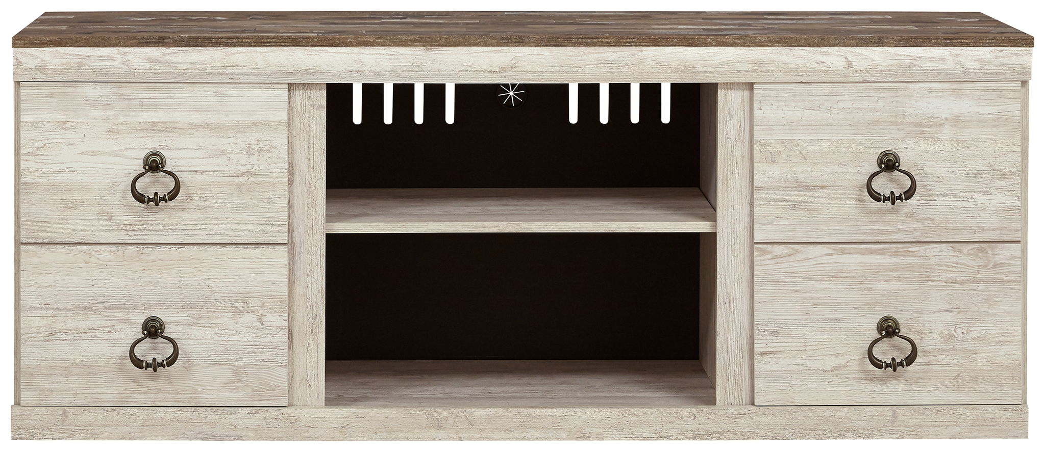 Willowton - TV Stand w/Fireplace Option - 60" x 14.8" x 24.33" - Brown Light