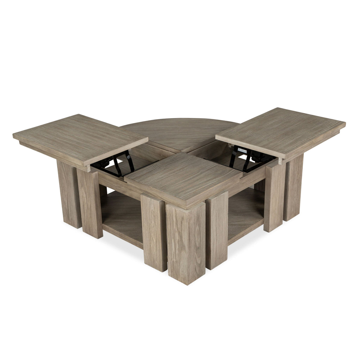 Conrad - Pie Shaped Lift Top Cocktail Table With Casters - Stone Harbor Gray