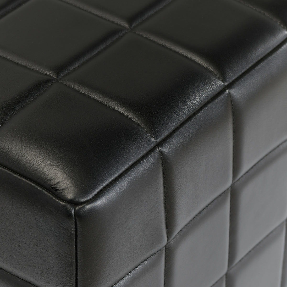 Carlo - Leather Square Ottoman - Jet Black