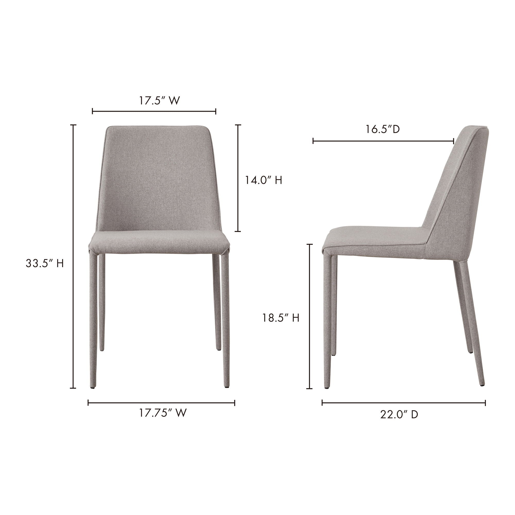 Nora - Fabric Dining Chair (Set of 2) - Light Gray