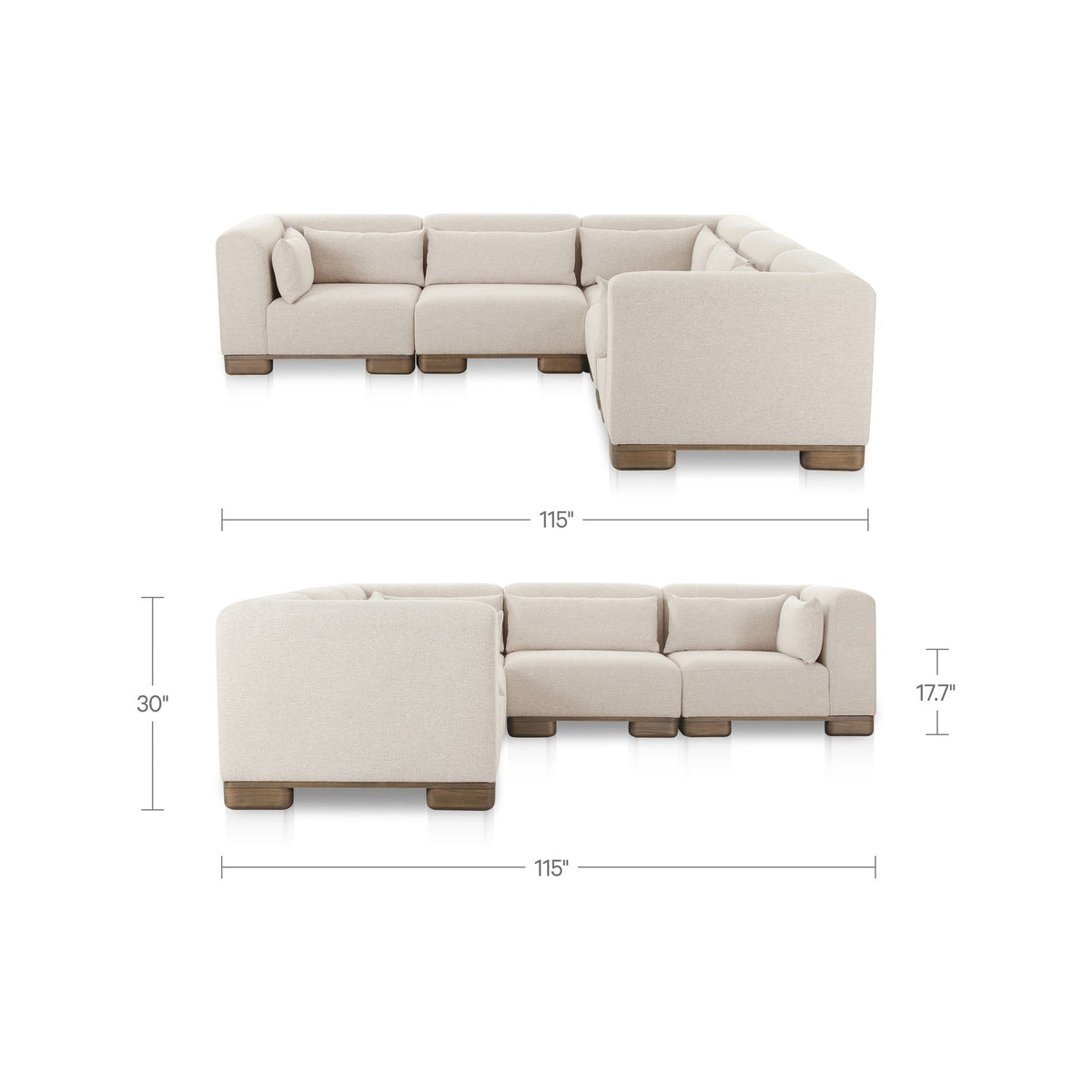 June - Classic L-Shaped Modular Sectional - Oatmeal
