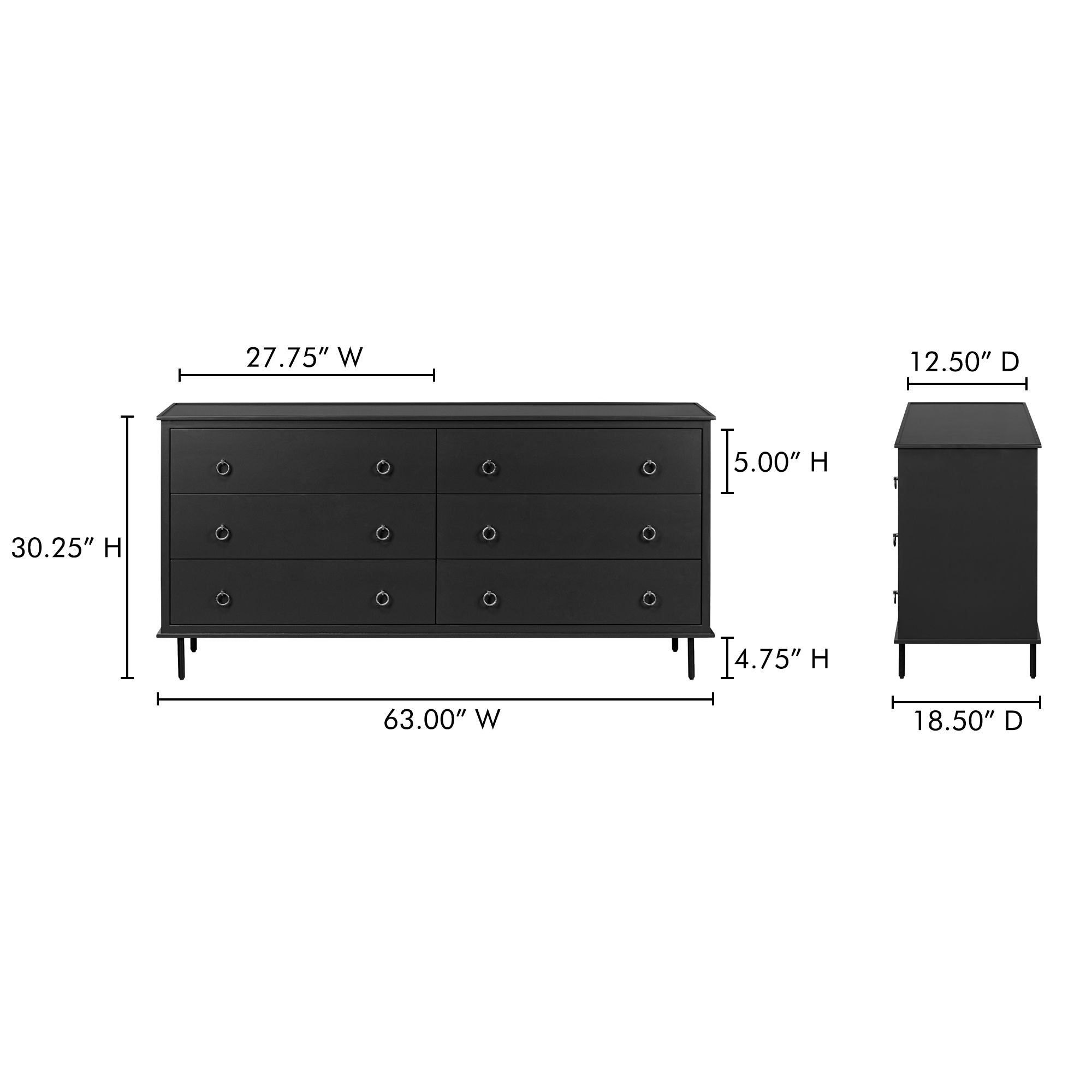 Reagan - 6 Drawer Dresser - Black