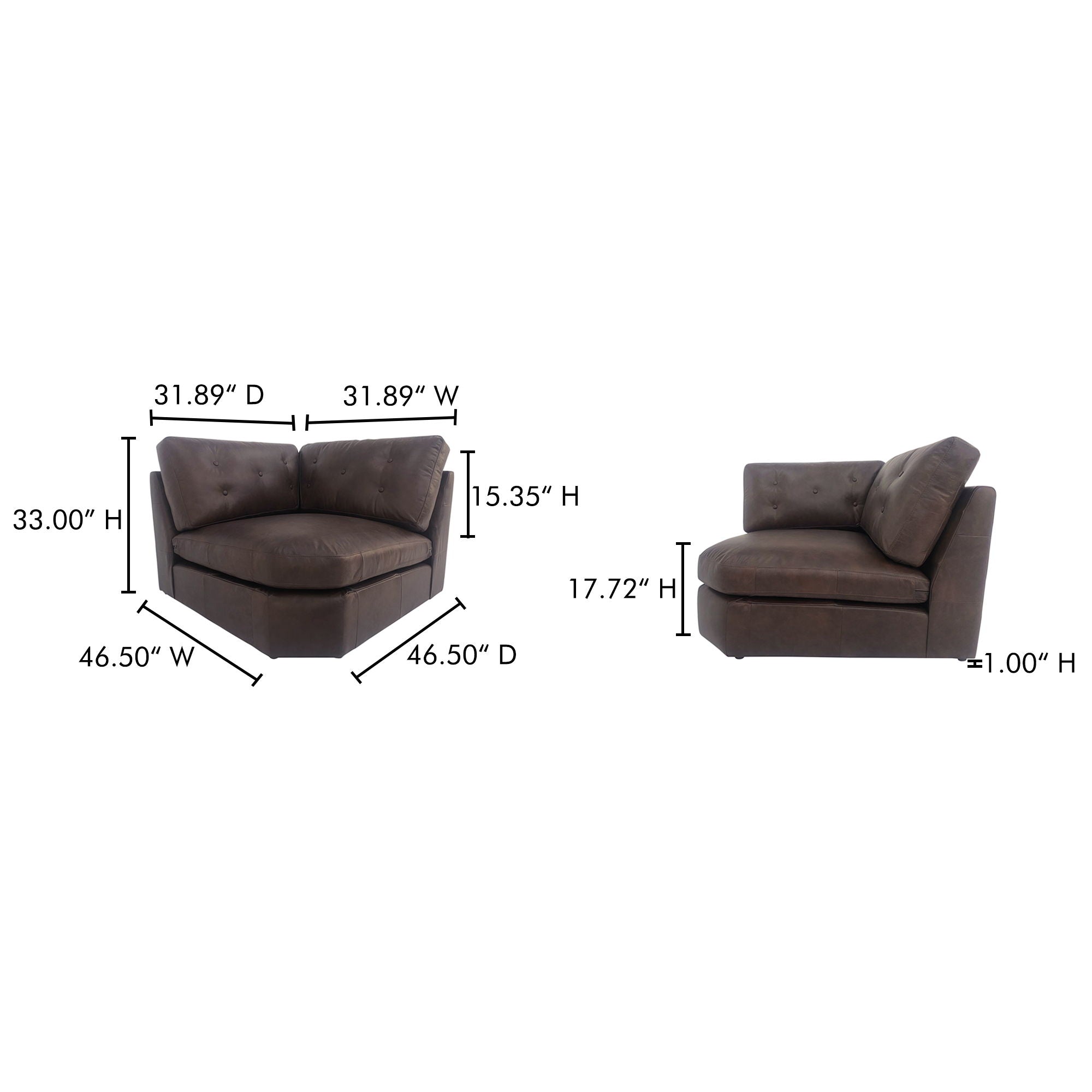 Thurlow - Leather Corner Chair - Espresso Brown