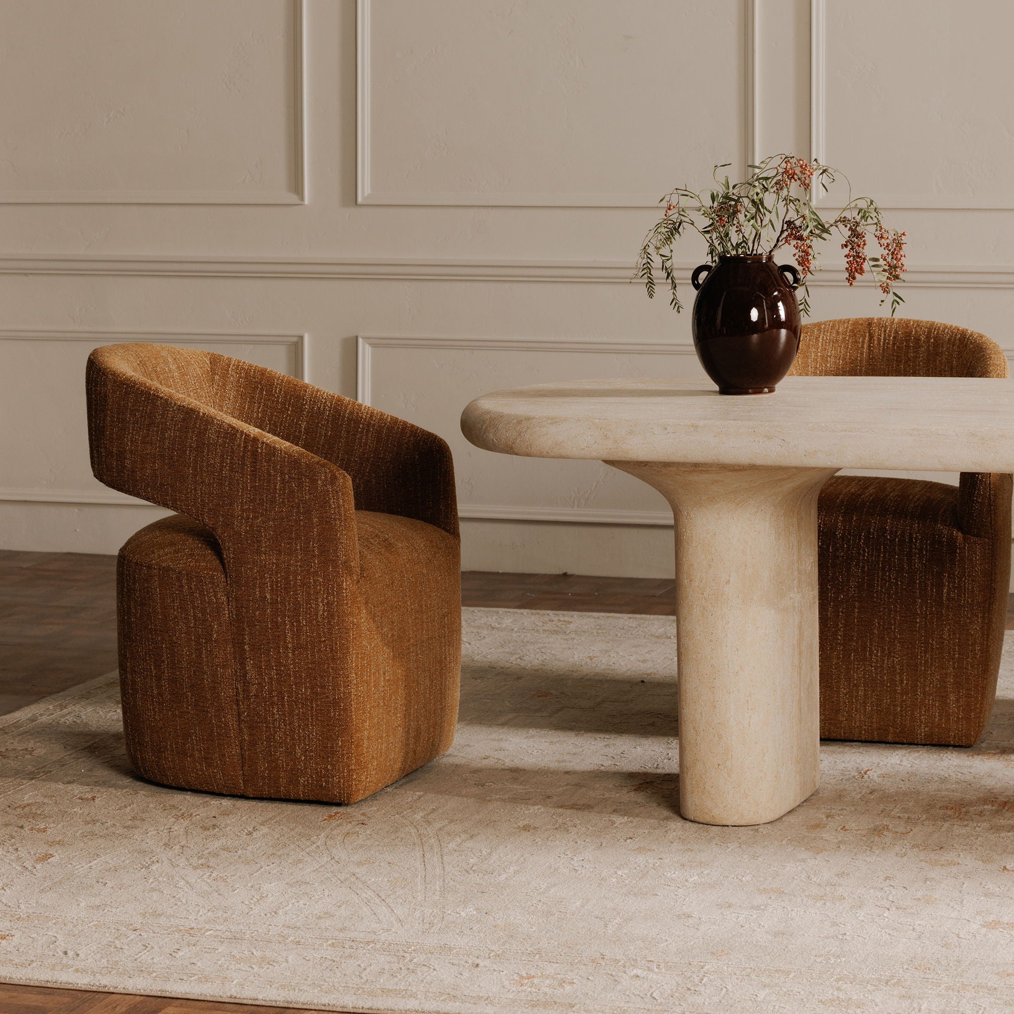 Barrow - Rolling Dining Chair - Amber Glow / Yellow