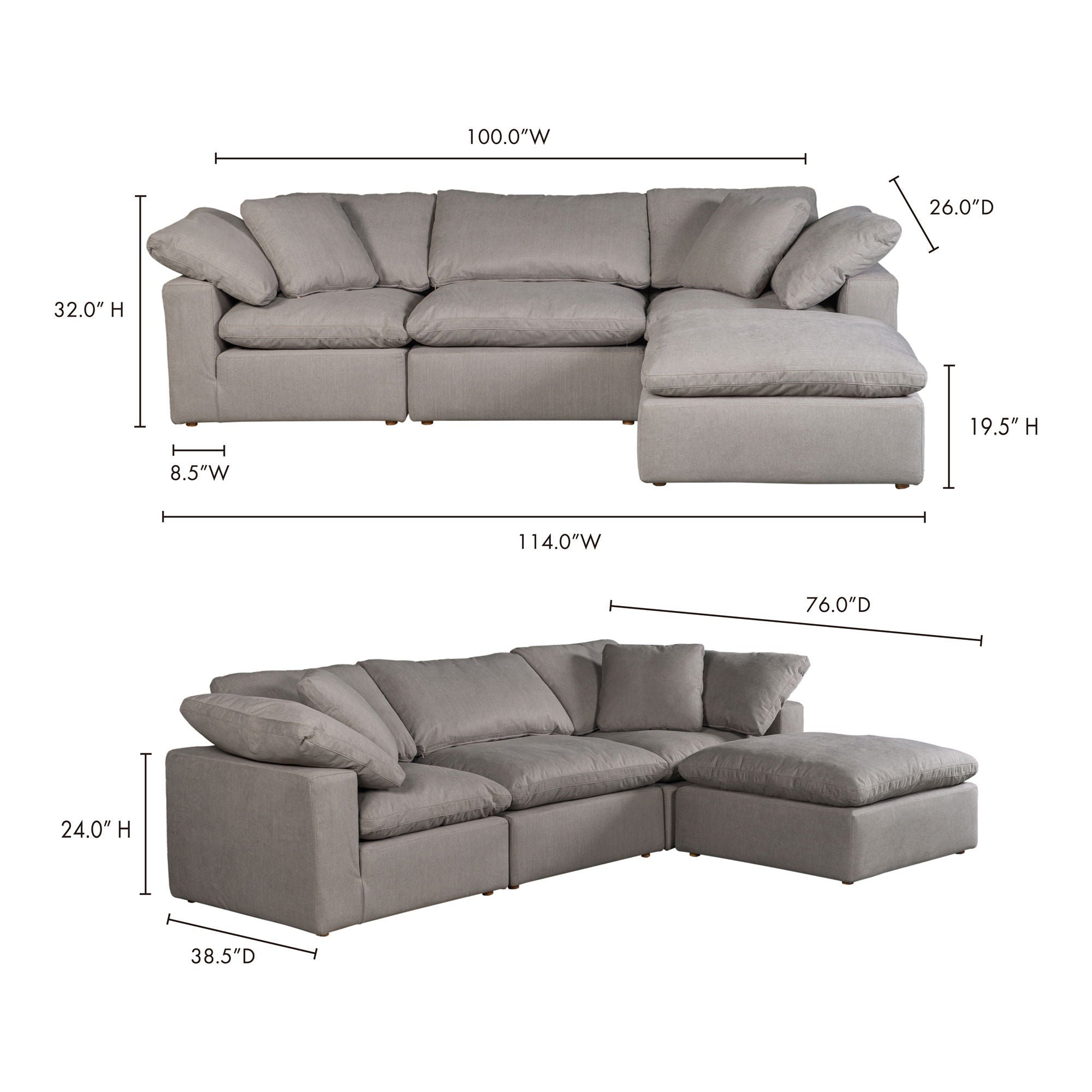 Terra - Livesmart Fabric Condo Lounge Modular Sectional - Light Gray