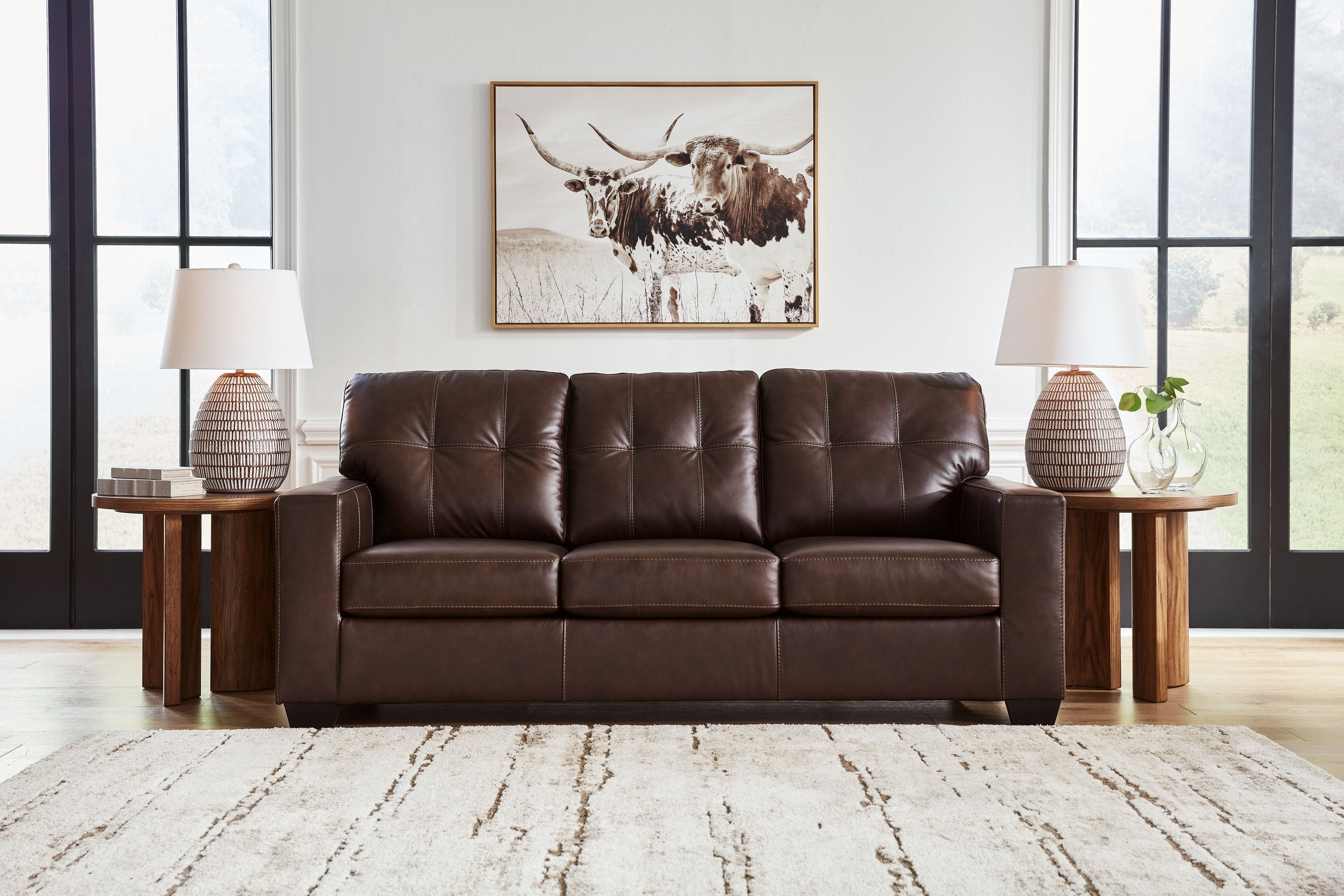 Santorine - Dark Brown - Sofa - Leather Match