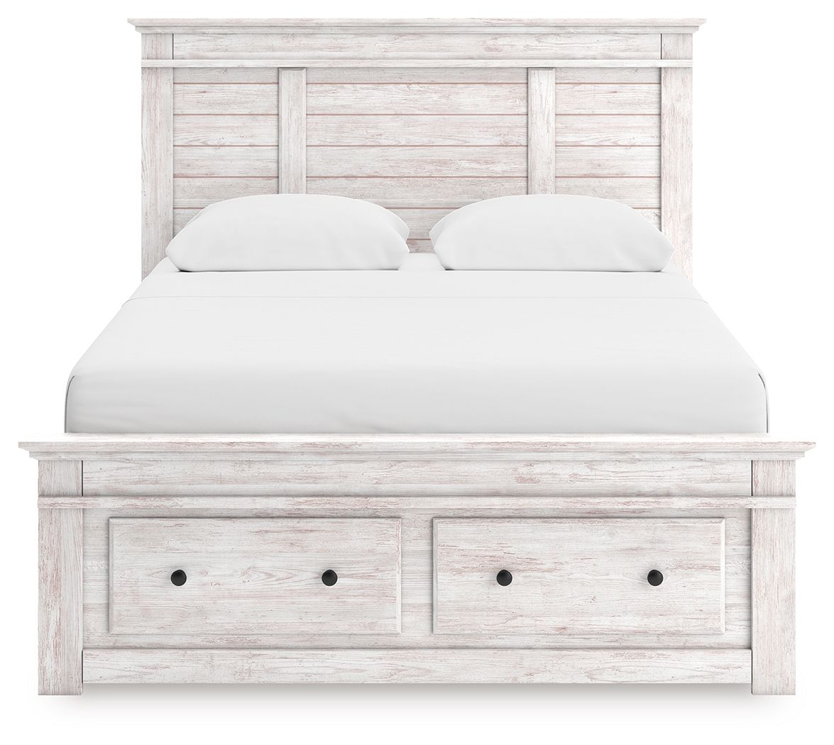 Makidern - Panel Storage Bed With 2 Under Bed Storage Units
