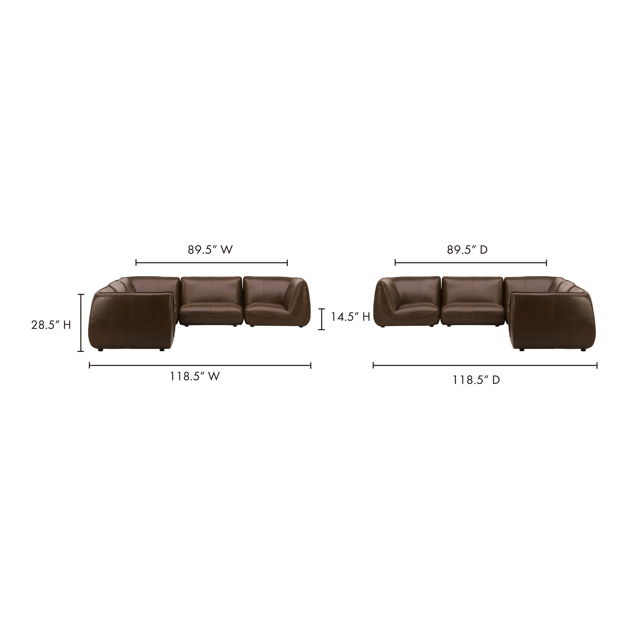 Zeppelin - Classic L Modular Leather Sectional
