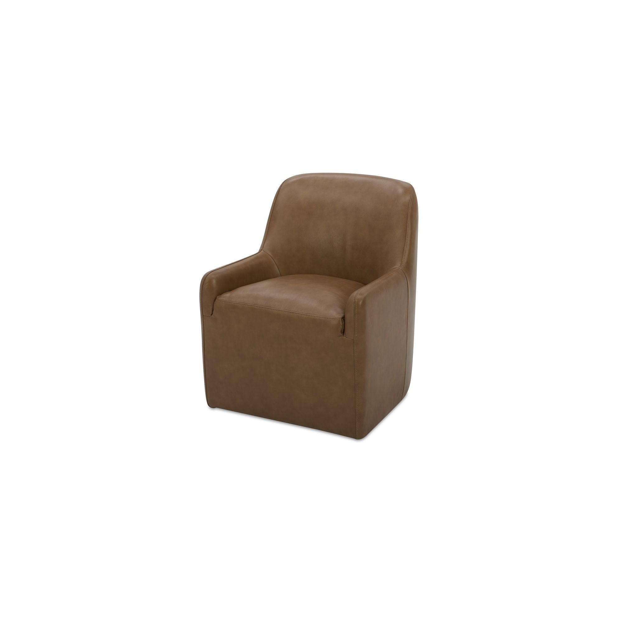 Maisie - Rolling Dining Chair - Tan Leather