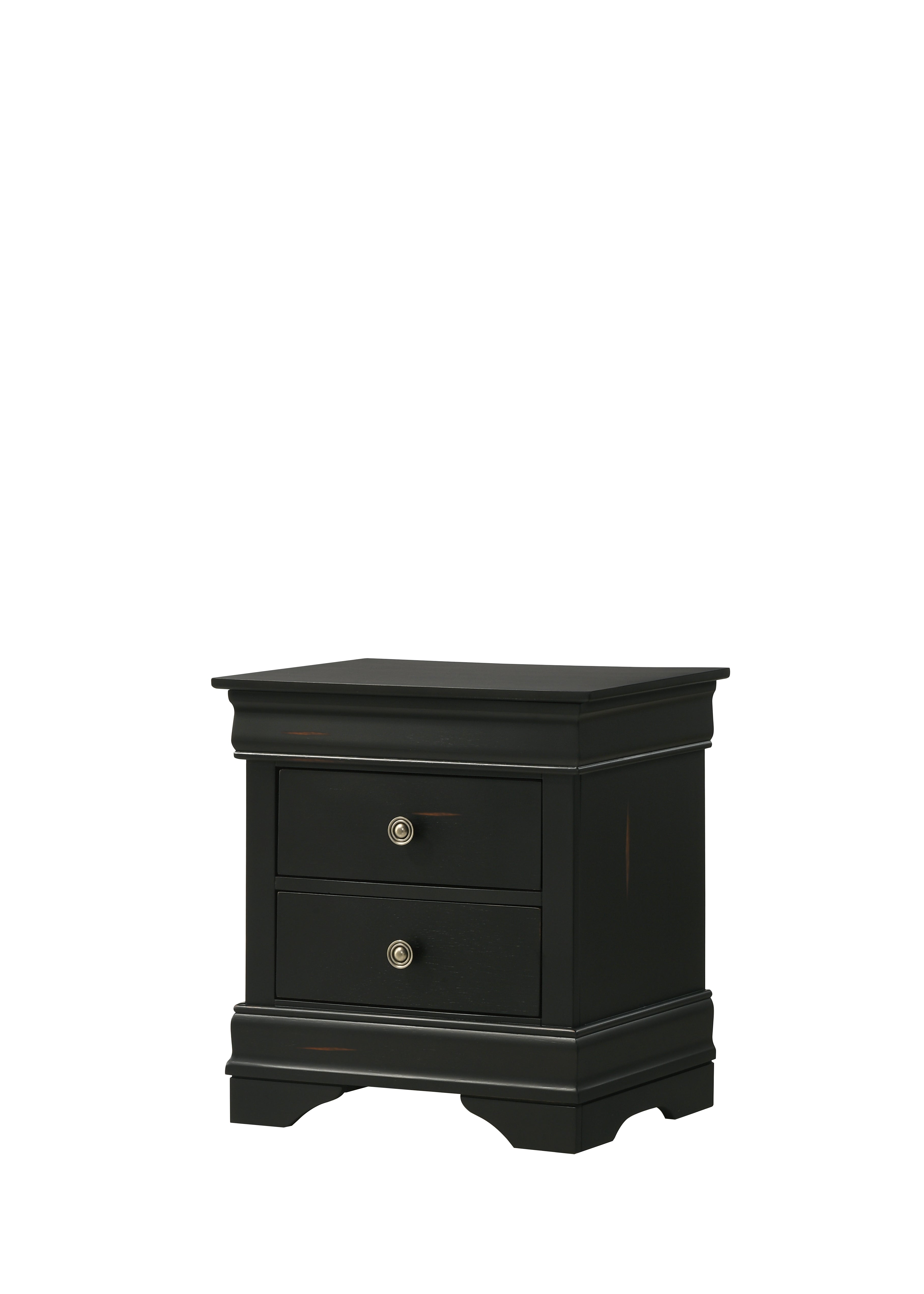 Rustic Black 2 Drawer Nightstand