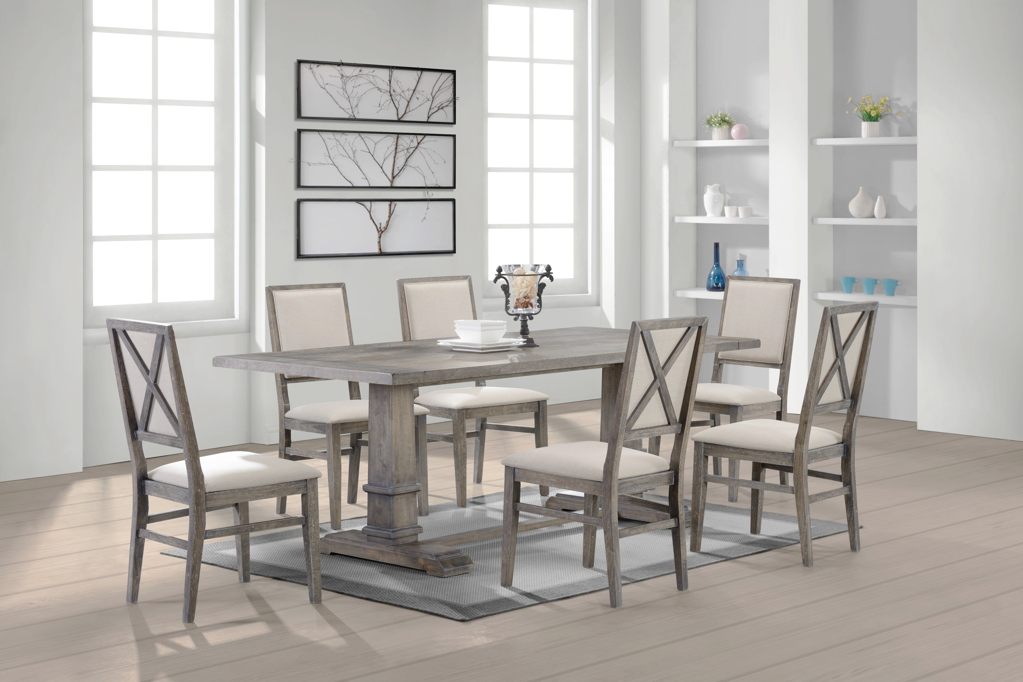 Beautiful Solid Dining Set with Rustic Finish