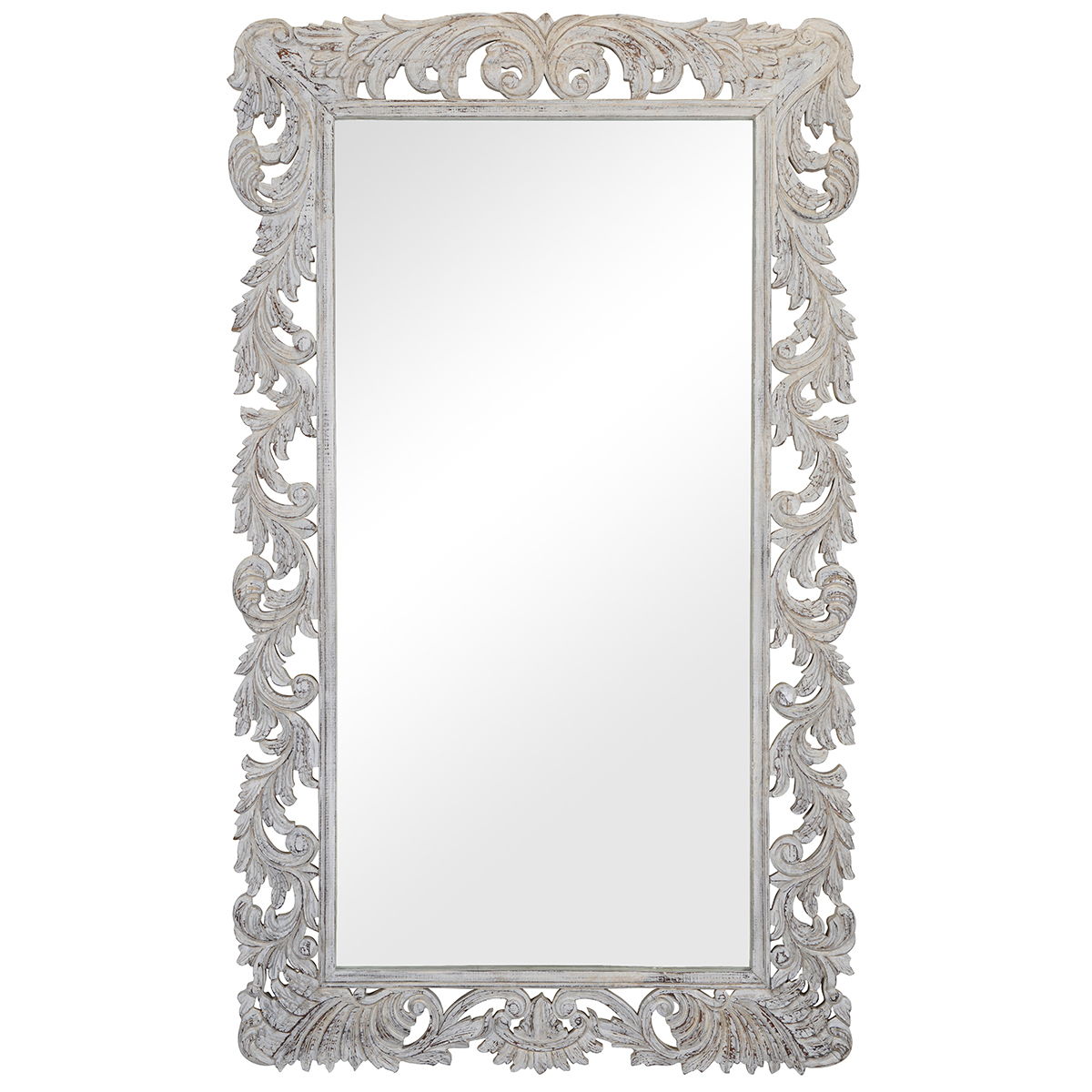 Sophia - Carved Mirror - White