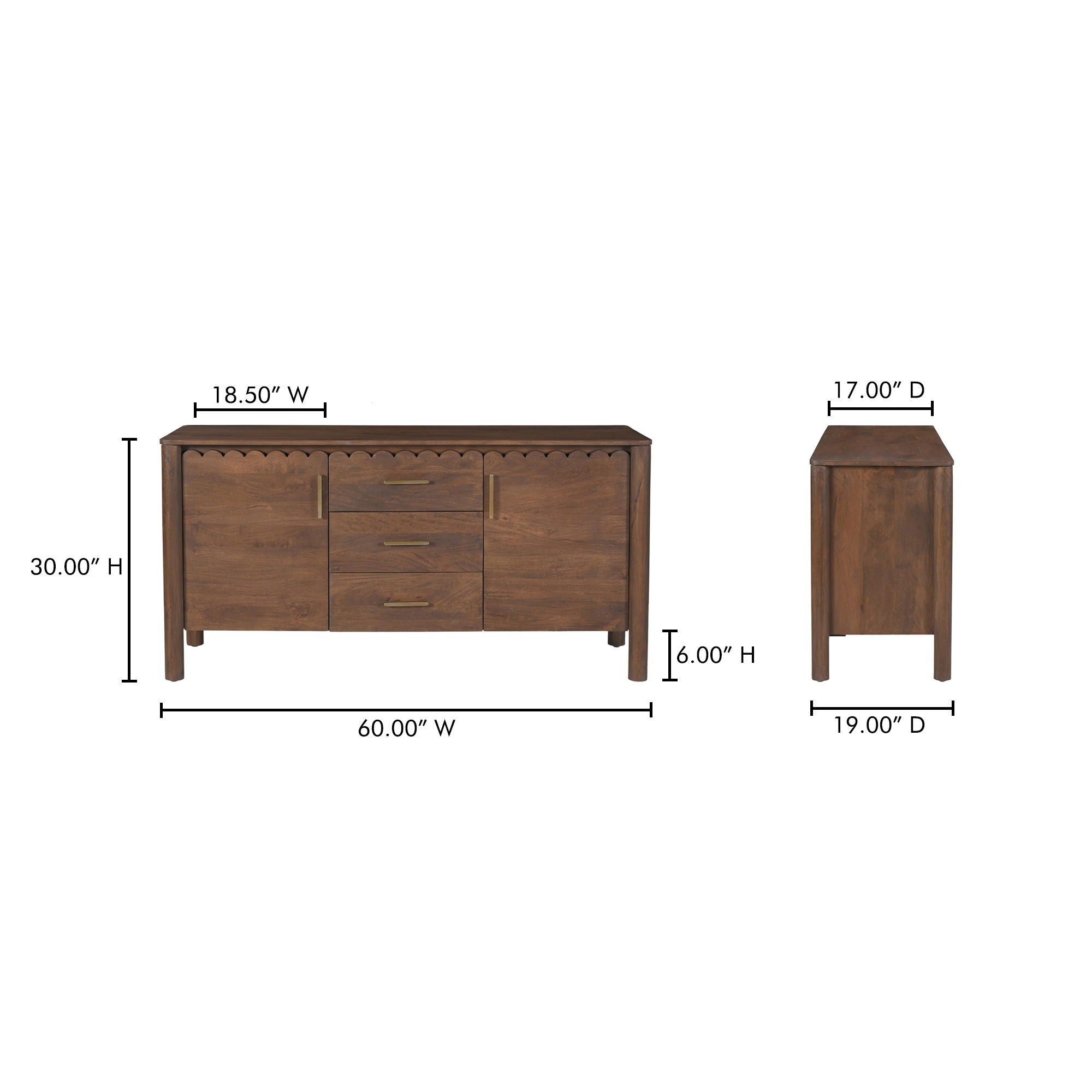 Wiley - 3 Drawer Sideboard - Vintage Brown
