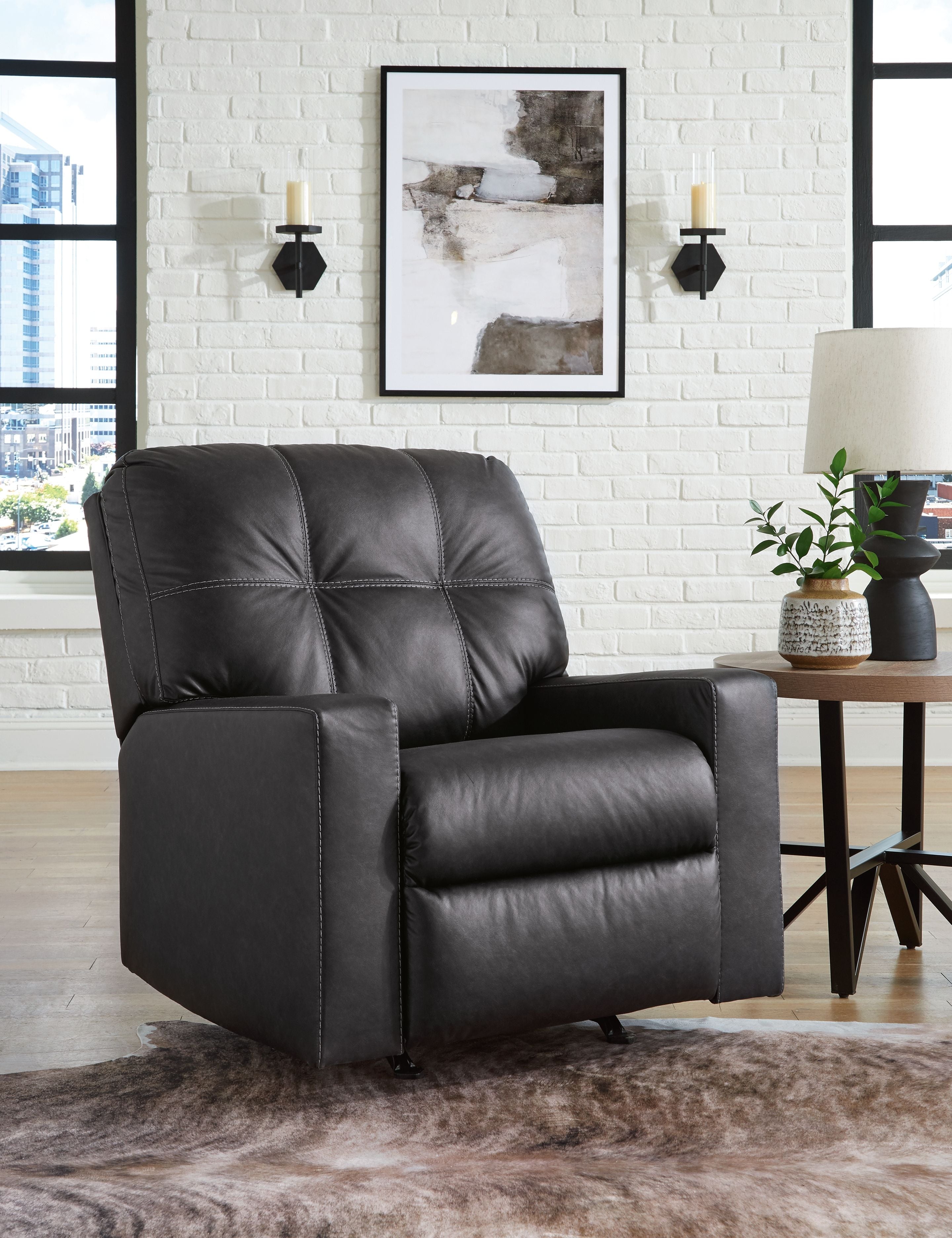 Barlin Mills - Carbon - Rocker Recliner - Faux Leather