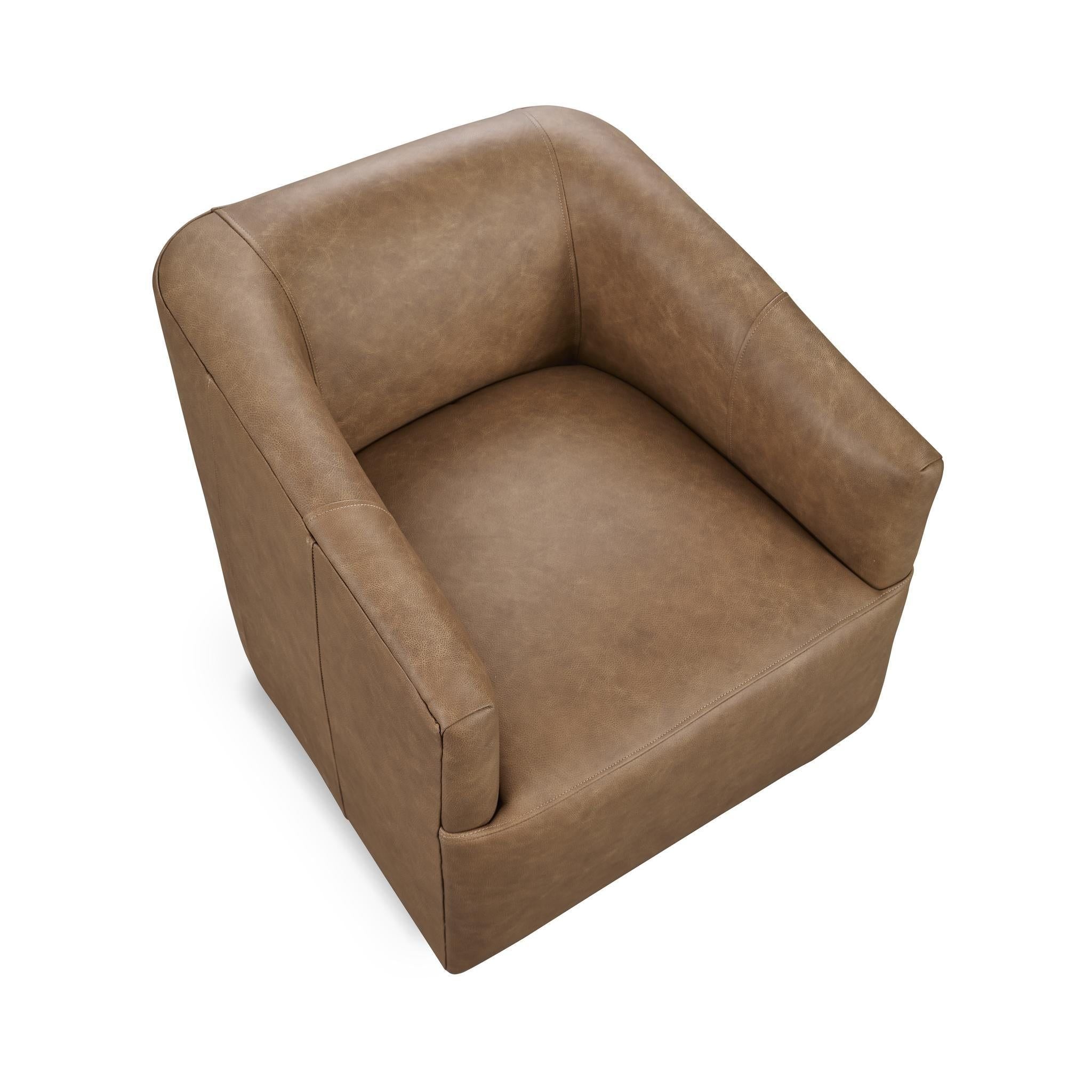 Vernon - Top Grain Leather Swivel Chair El Paso