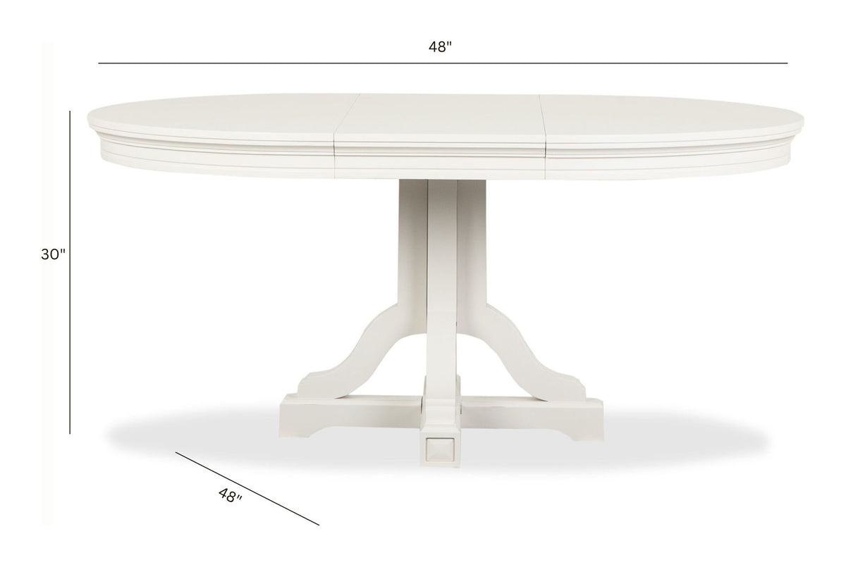 Willowbrook - Extendable 48" Round Dining Table - Egg Shell White