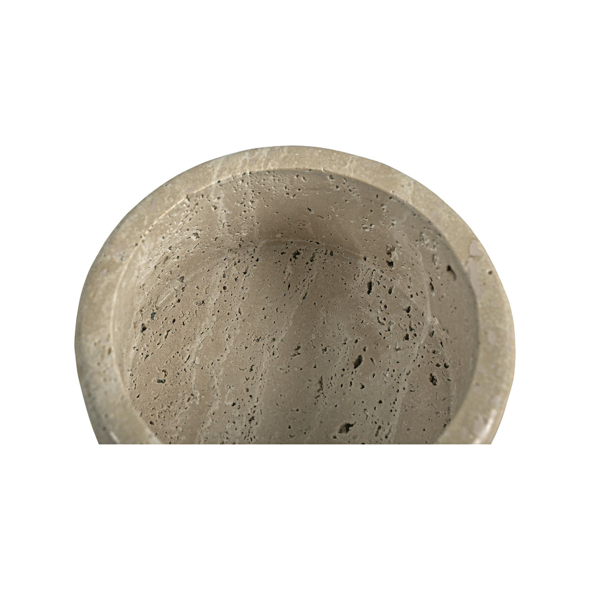 Valencia - Round Travertine Box - Beige