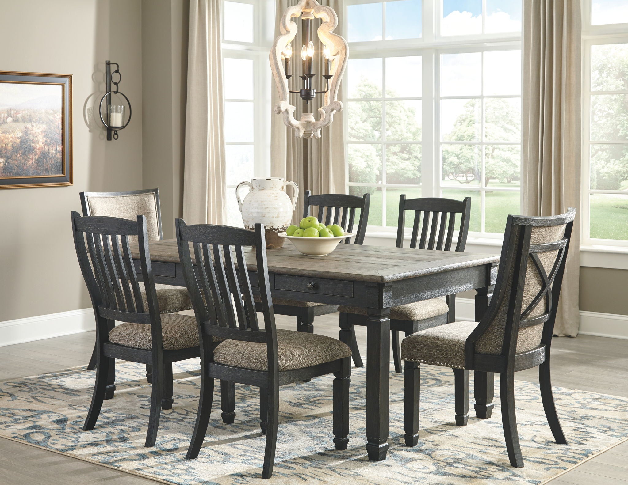 Tyler Creek - Dining UPH Side Chair (Set of 2) - Slatback - Black / Grayish Brown