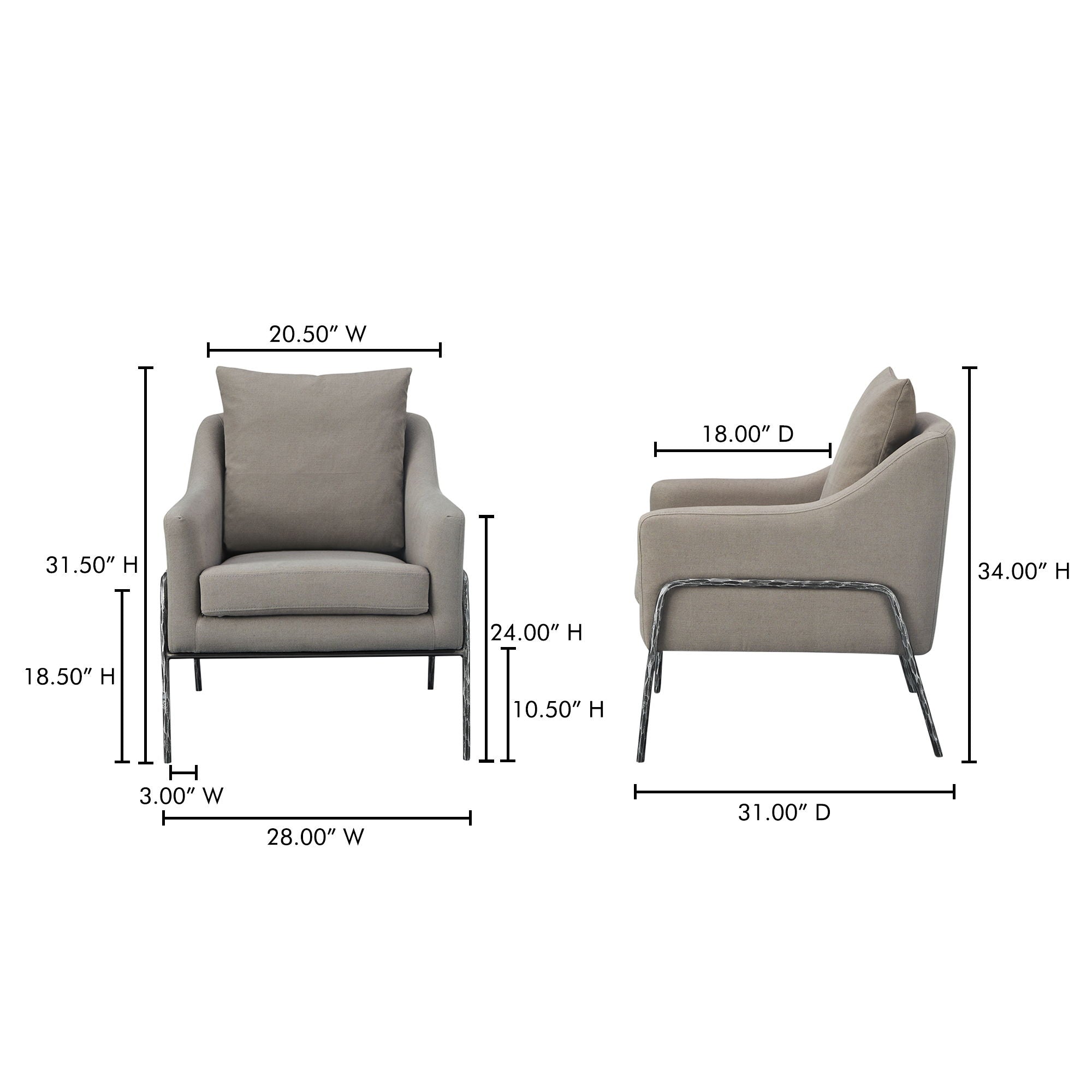 Archer - Accent Chair - Light Grey Linen Blend