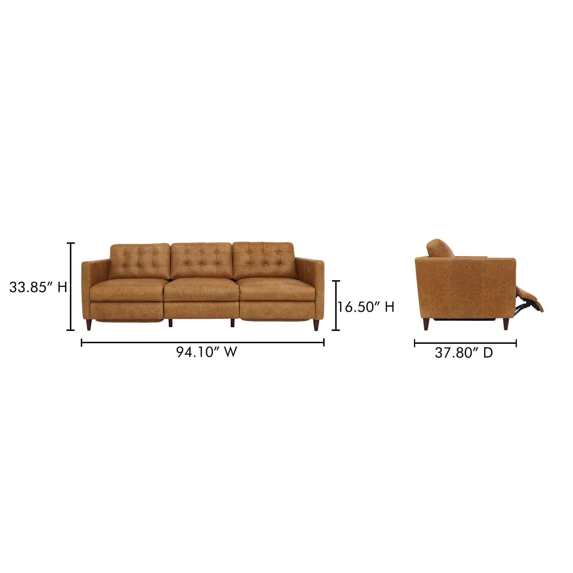 Bridgers - Power Recliner Sofa Leather - Tan