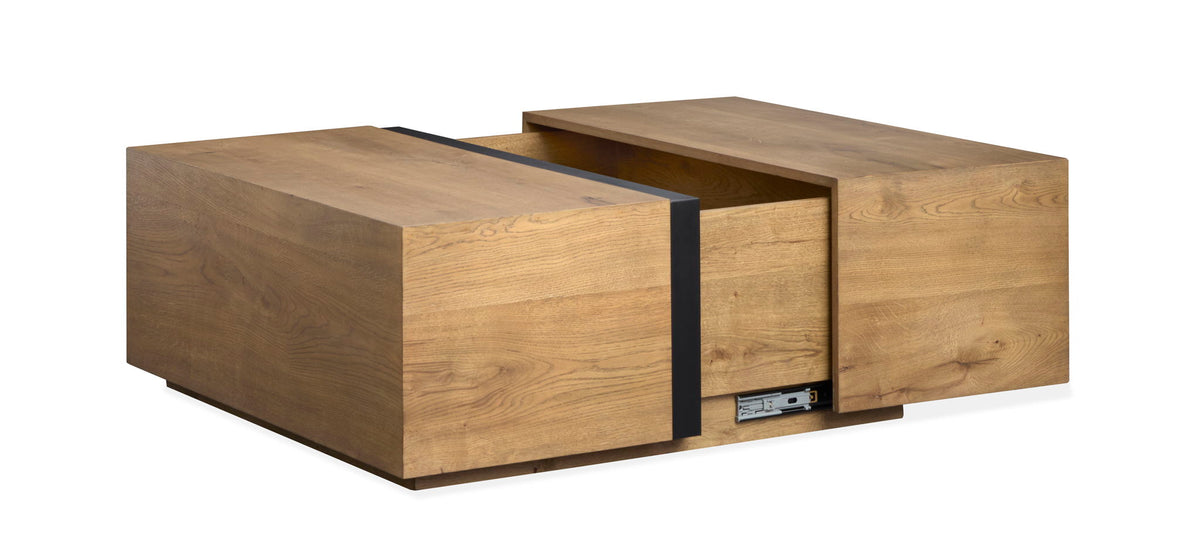 Ripley - Square Cocktail Table With Casters - Rustic Caramel