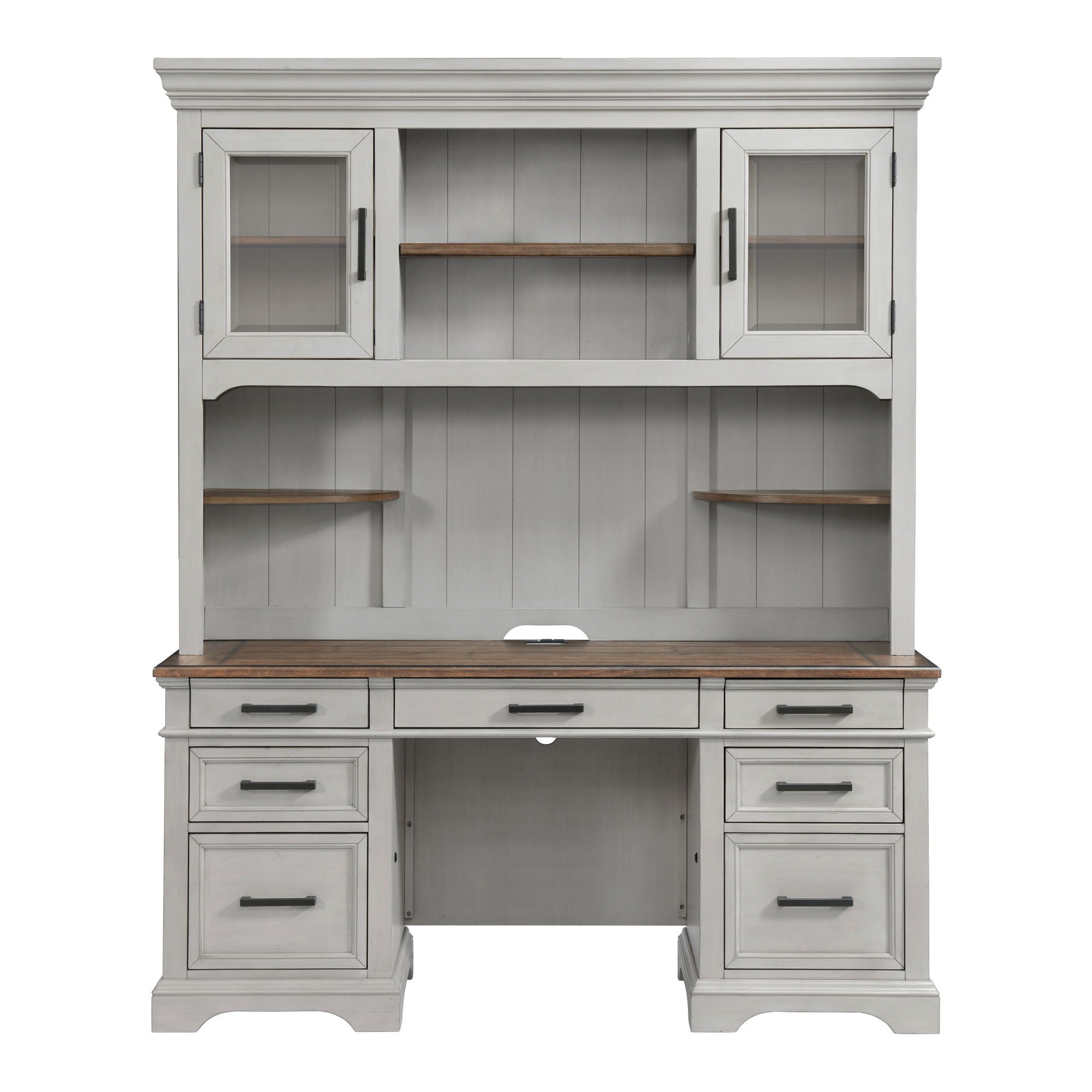 Drake - Credenza Hutch - Rustic White / French Oak