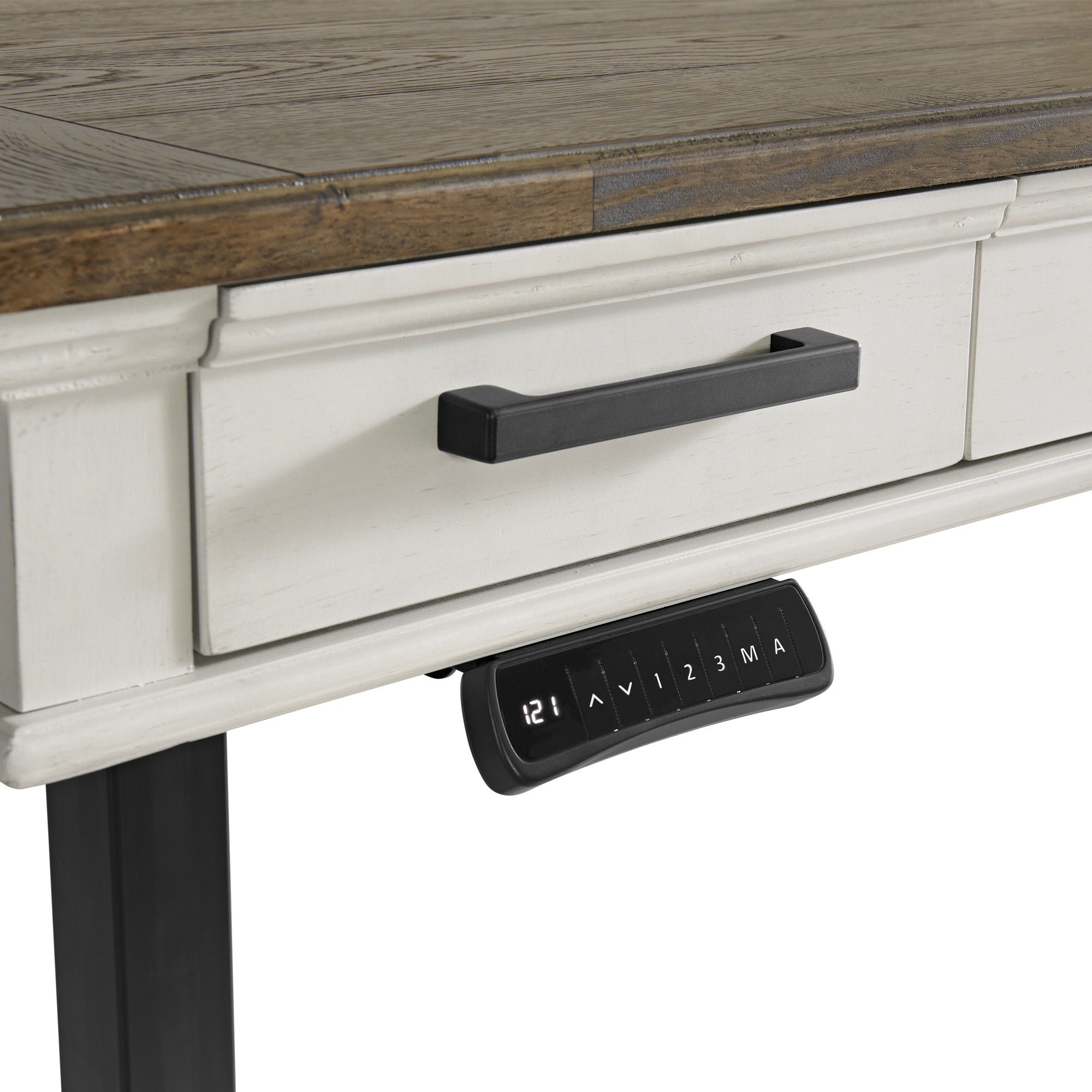 Drake - Lift Desk - Rustic White / French Oak