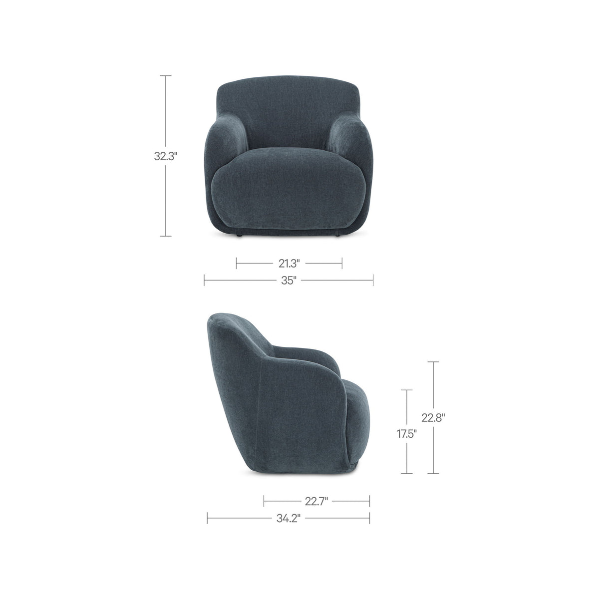 Stevie - Lounge Chair - Slate Blue