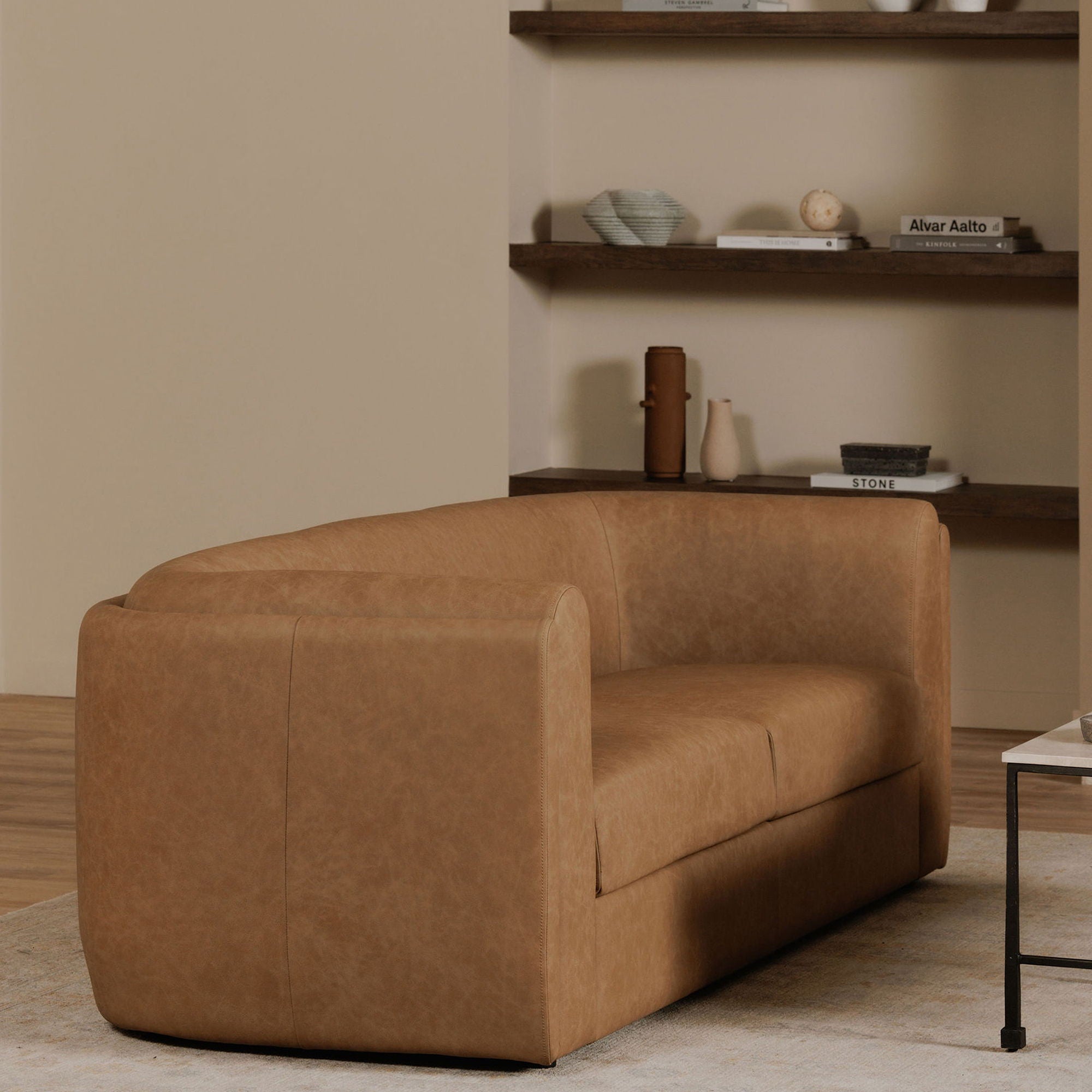 Alora - Leather Sofa - Tan