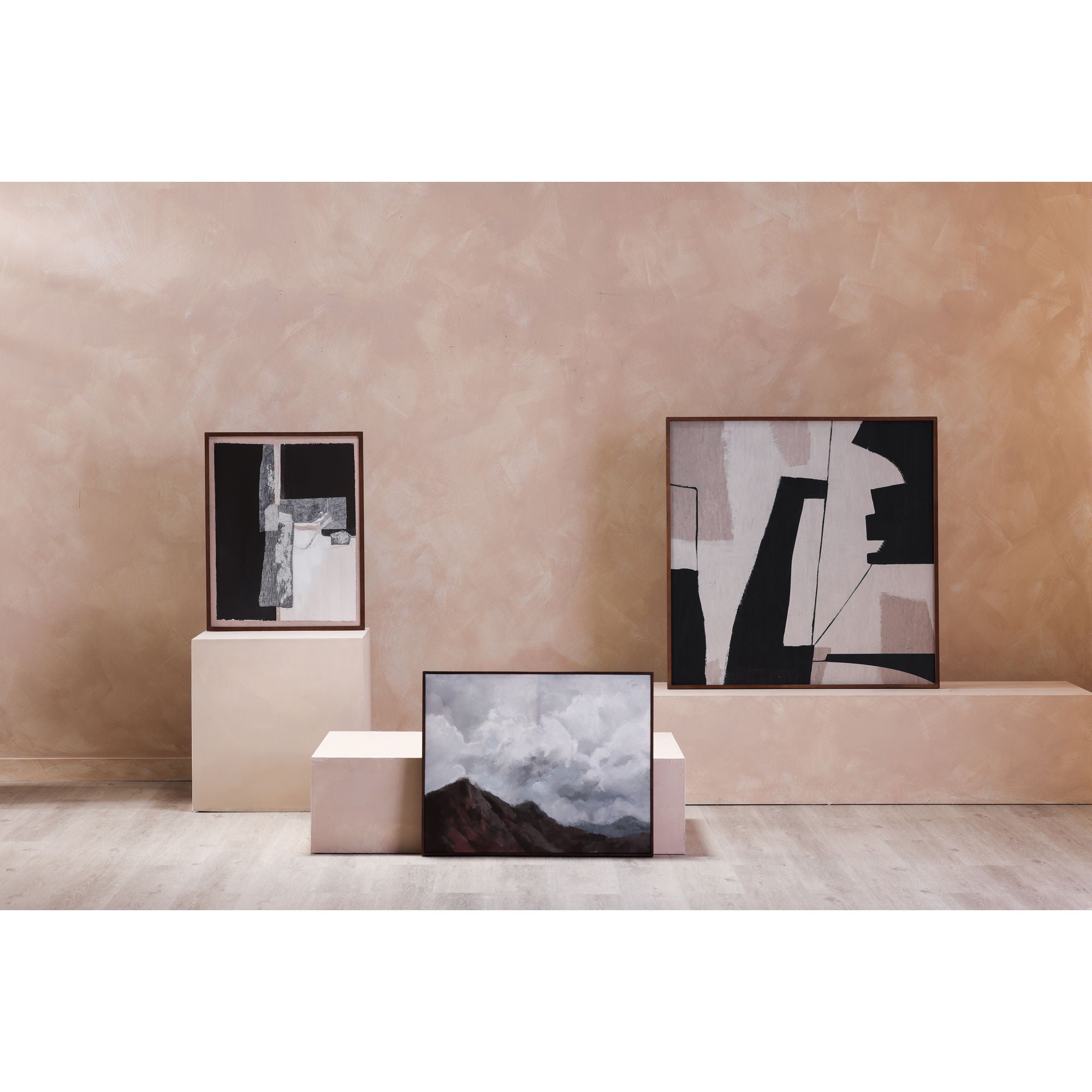 Nostalgia - Framed Painting Warm Palette - White / Dark Gray