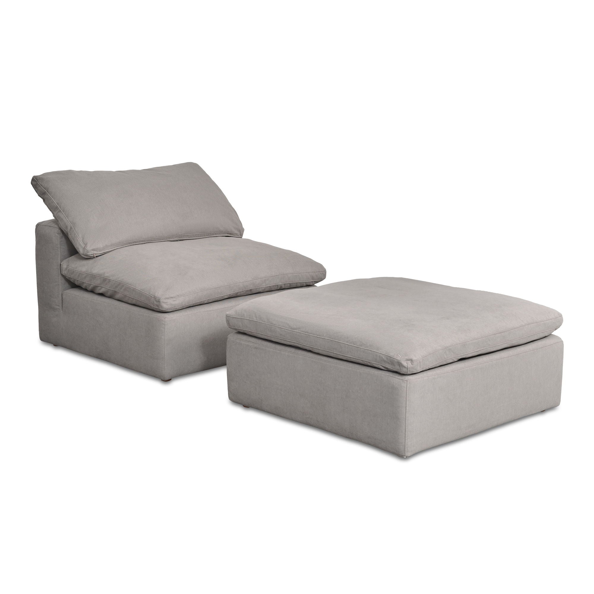 Terra - Livesmart Fabric Condo Ottoman - Light Gray