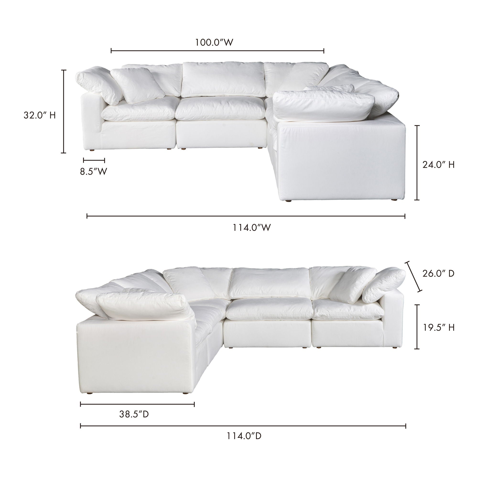 Terra - Livesmart Fabric Condo Classic L Modular Sectional - Cream