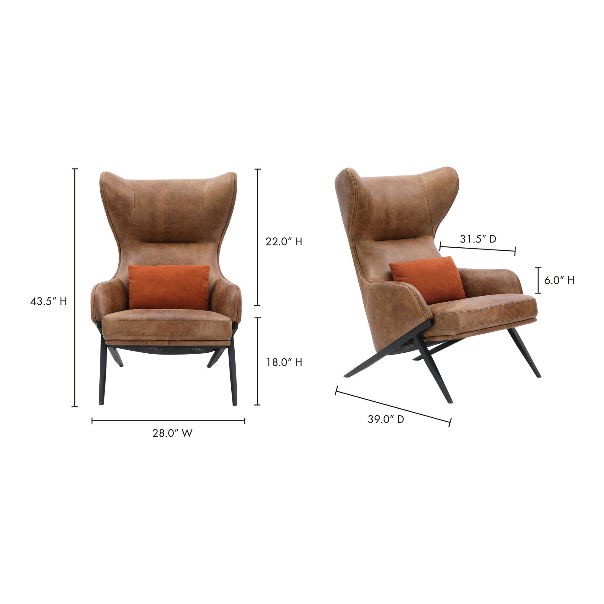 Amos - Leather Accent Chair - Light Brown