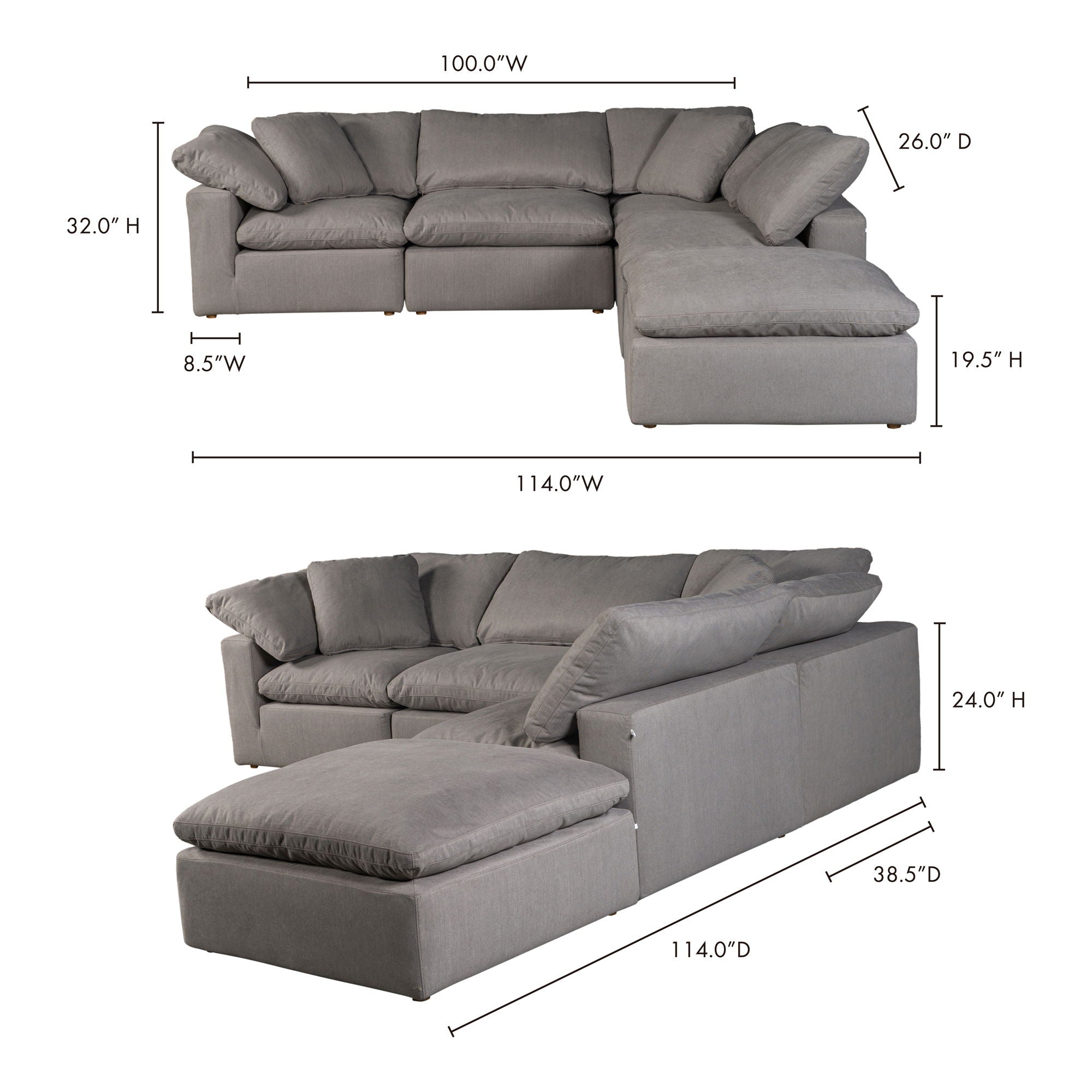 Terra - Livesmart Fabric Condo Dream Modular Sectional - Light Gray