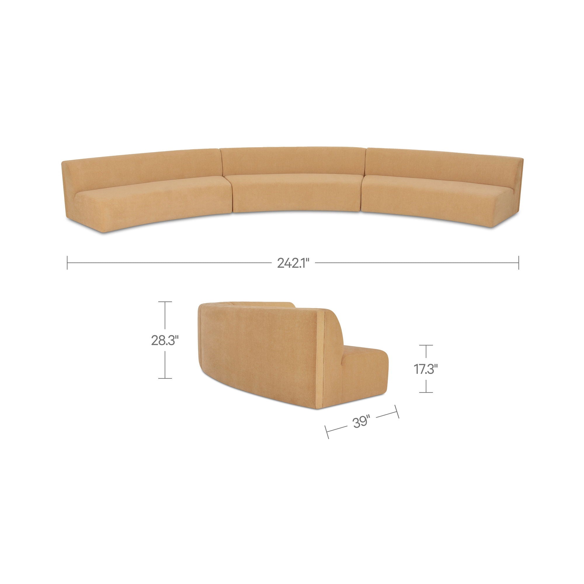 Naomi - 3 Piece Concave Modular Sectional - Golden Yellow